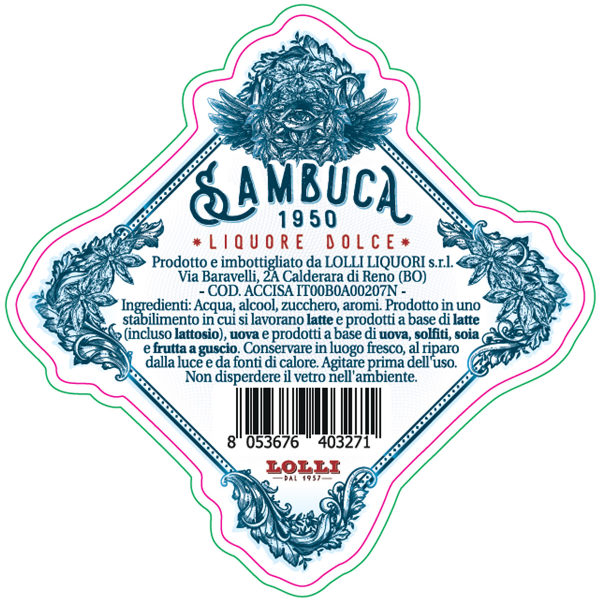 1 bottiglia - Sambuca 500 ml con Scatola regalo Lolli vista1