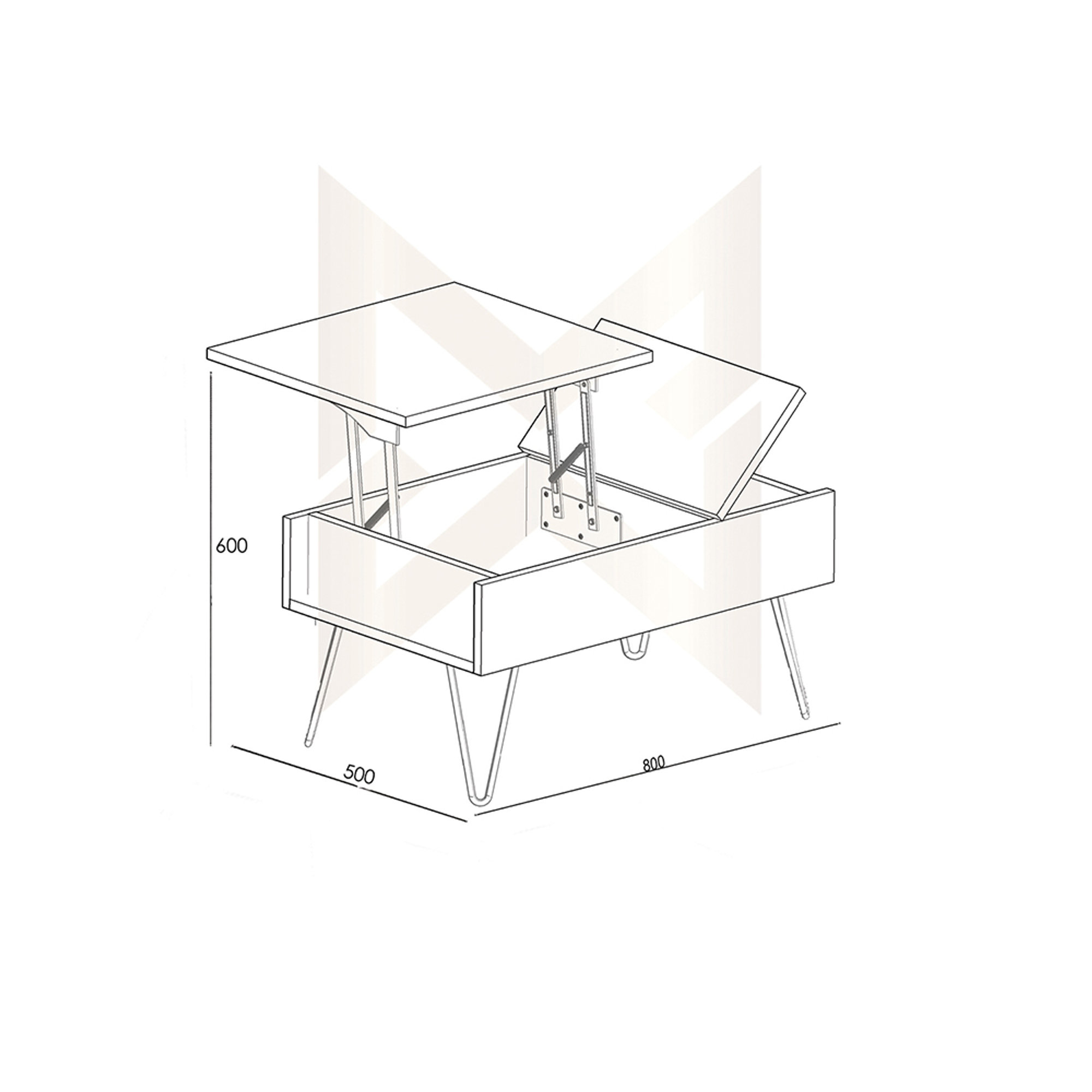 Mesa de centro Mixa, roble/blanco Vado a vivere da sola vista3
