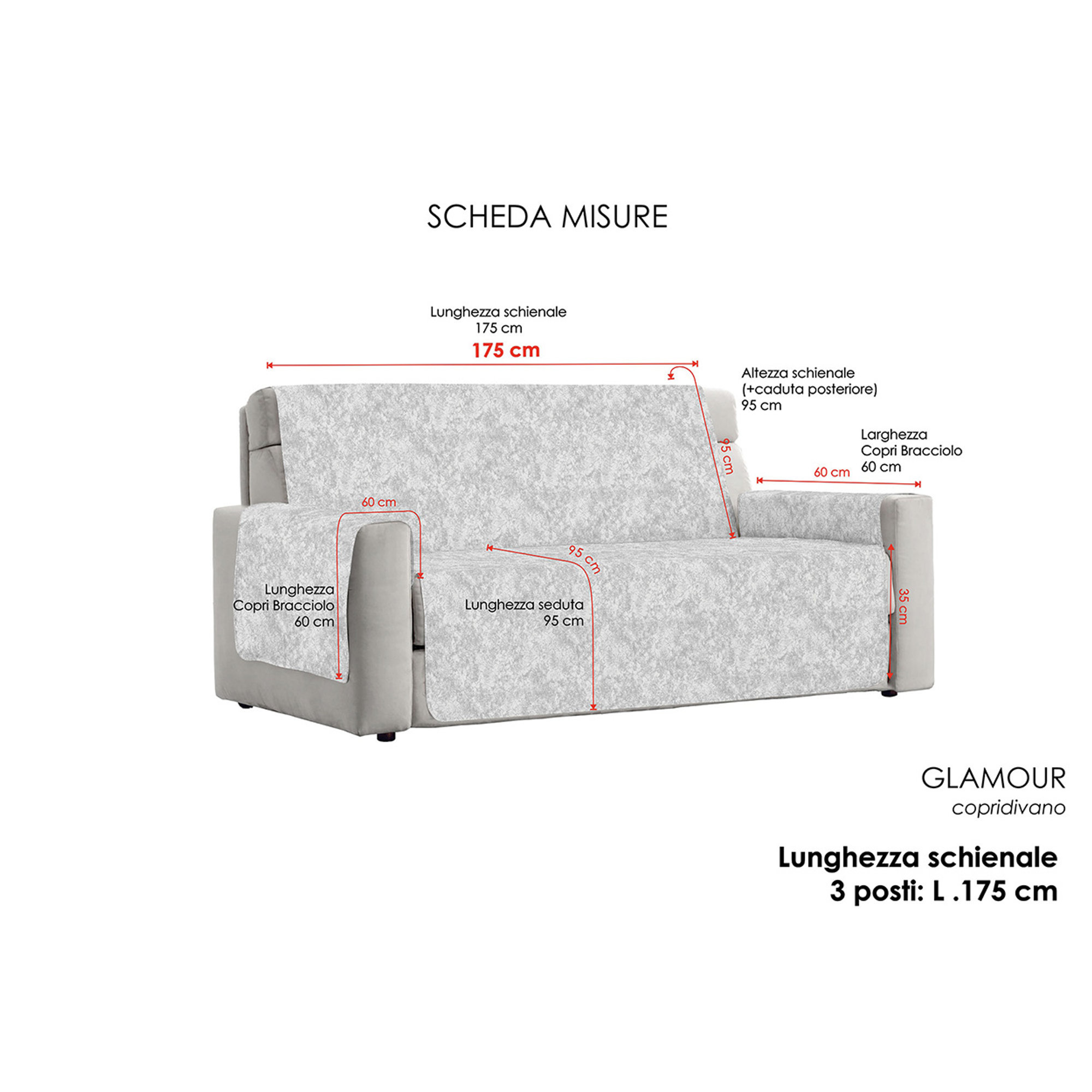 Funda sofá antideslizante GLAMOUR, gris claro Datex obsoleto vista15