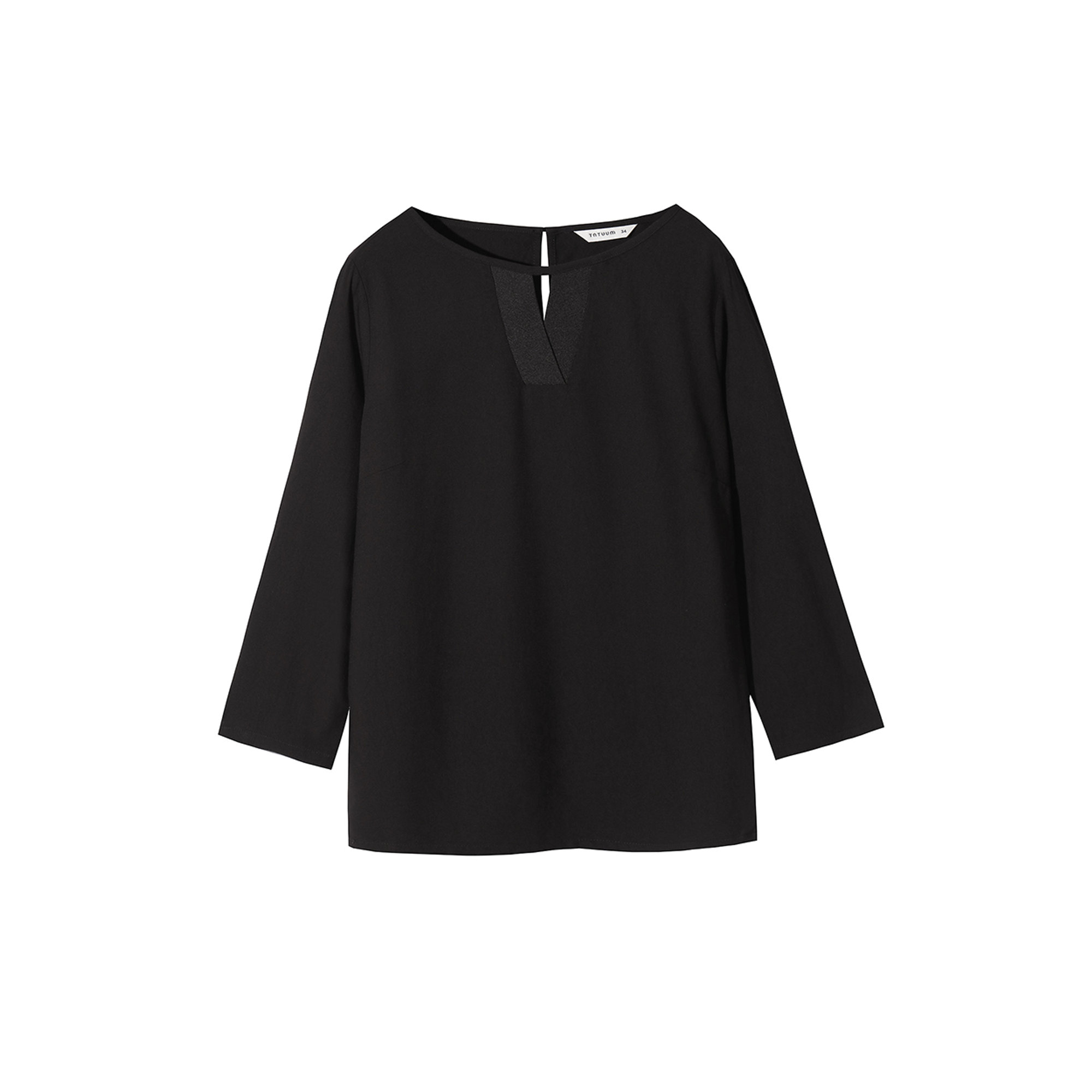 Maglia nera Stardika con dettaglio piccola apertura a V Tatuum vista1