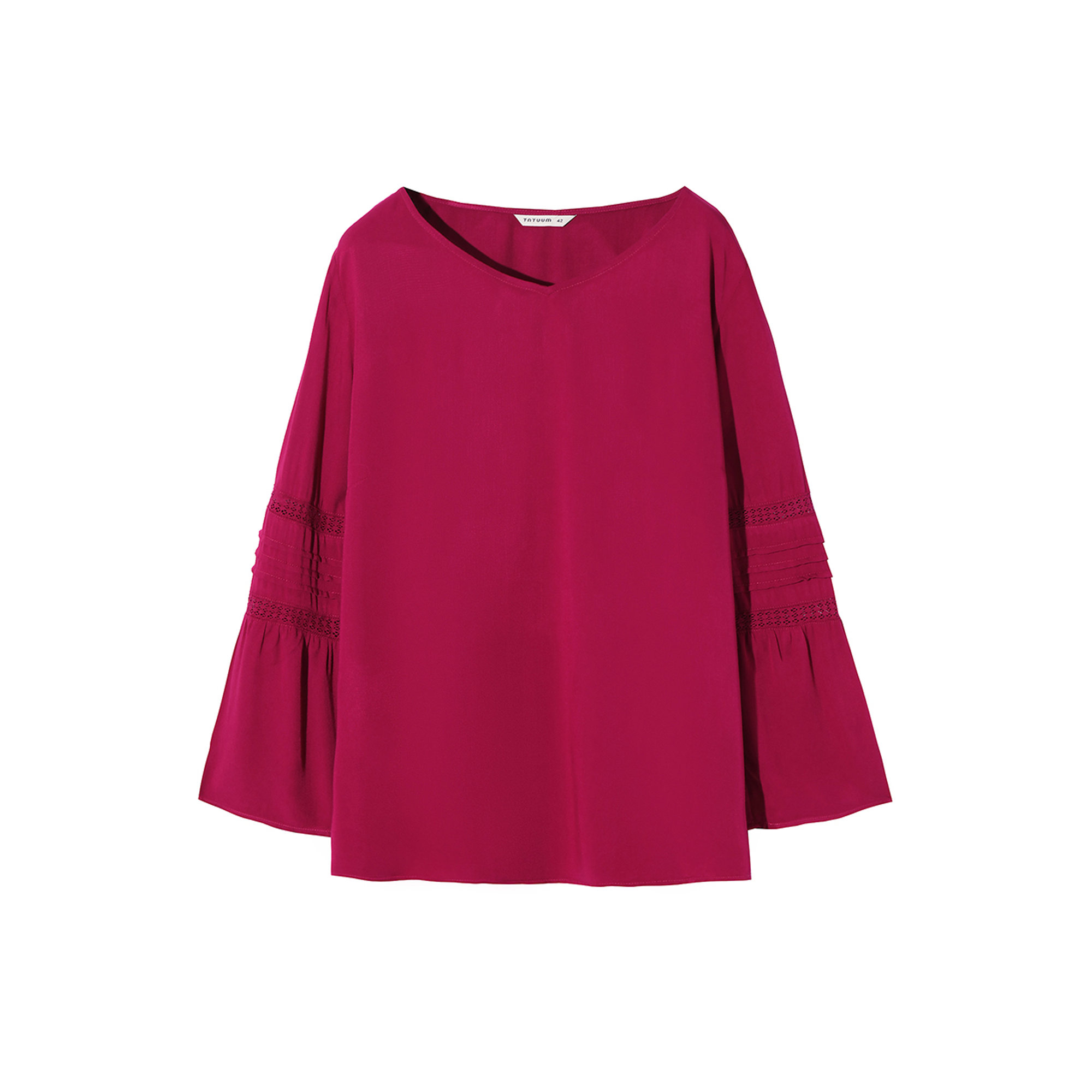 Blusa Marisa fucsia con dettaglio balze sulle maniche Tatuum vista1