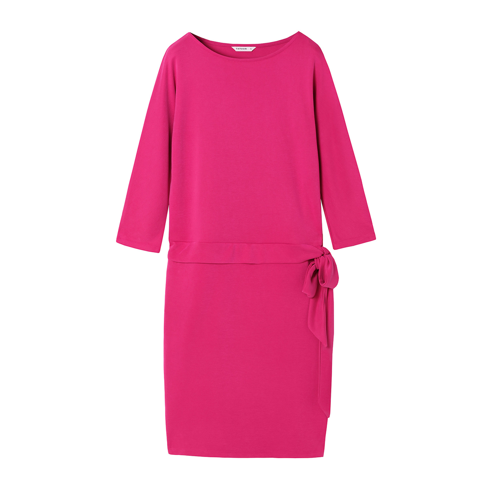 Vestito Golfa fucsia lunghezza media con dettaglio cintura con laccio Tatuum vista3