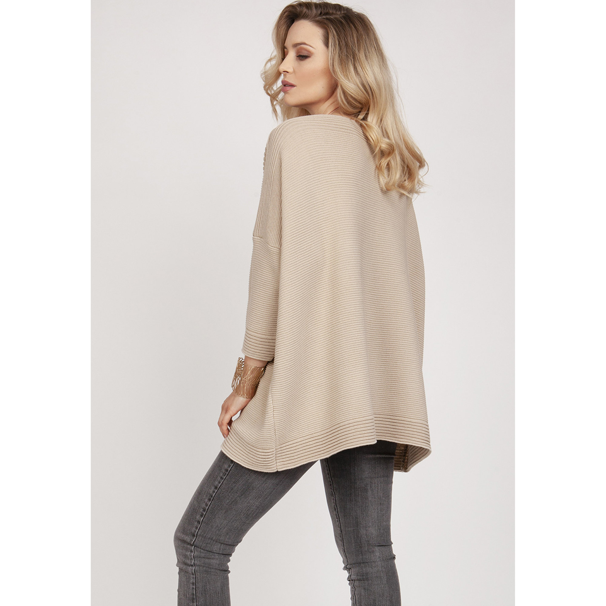 Maglia over in lana beige MKM vista1