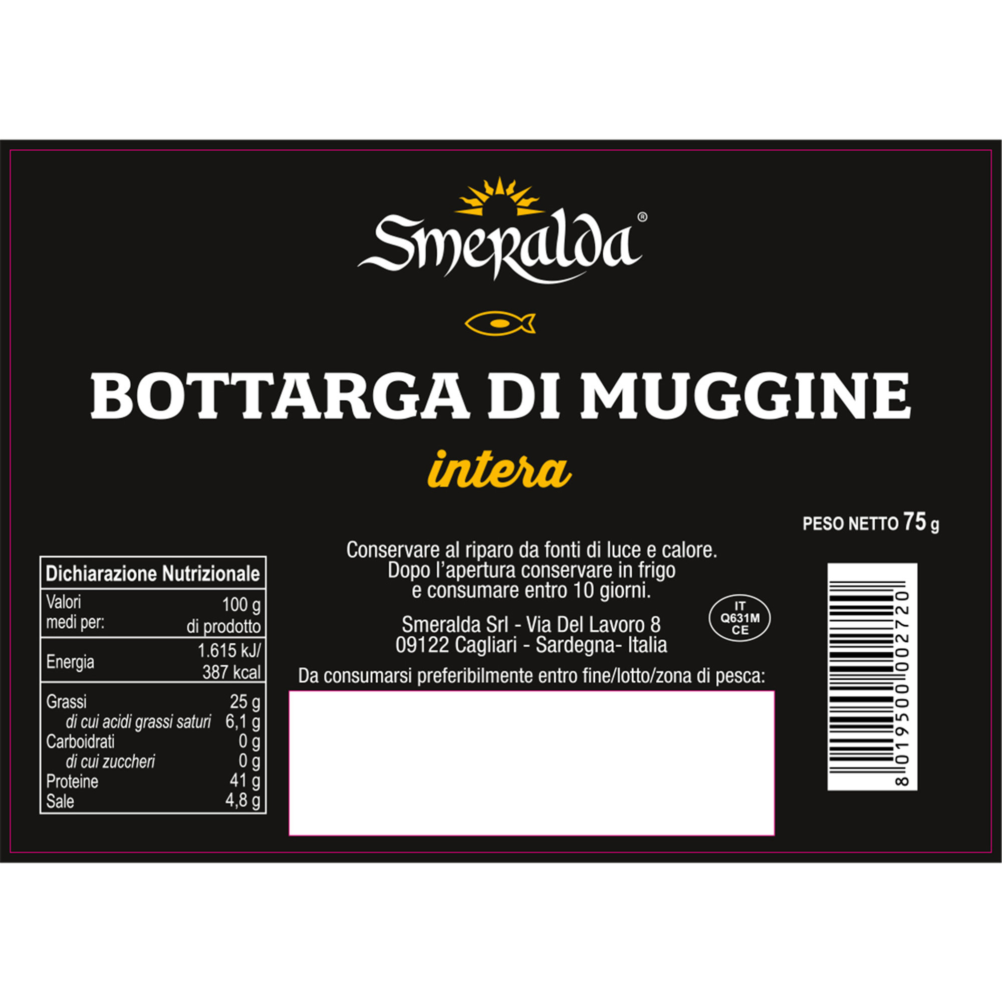 2 confezioni - Bottarga di Muggine intera 75 gr Smeralda vista1