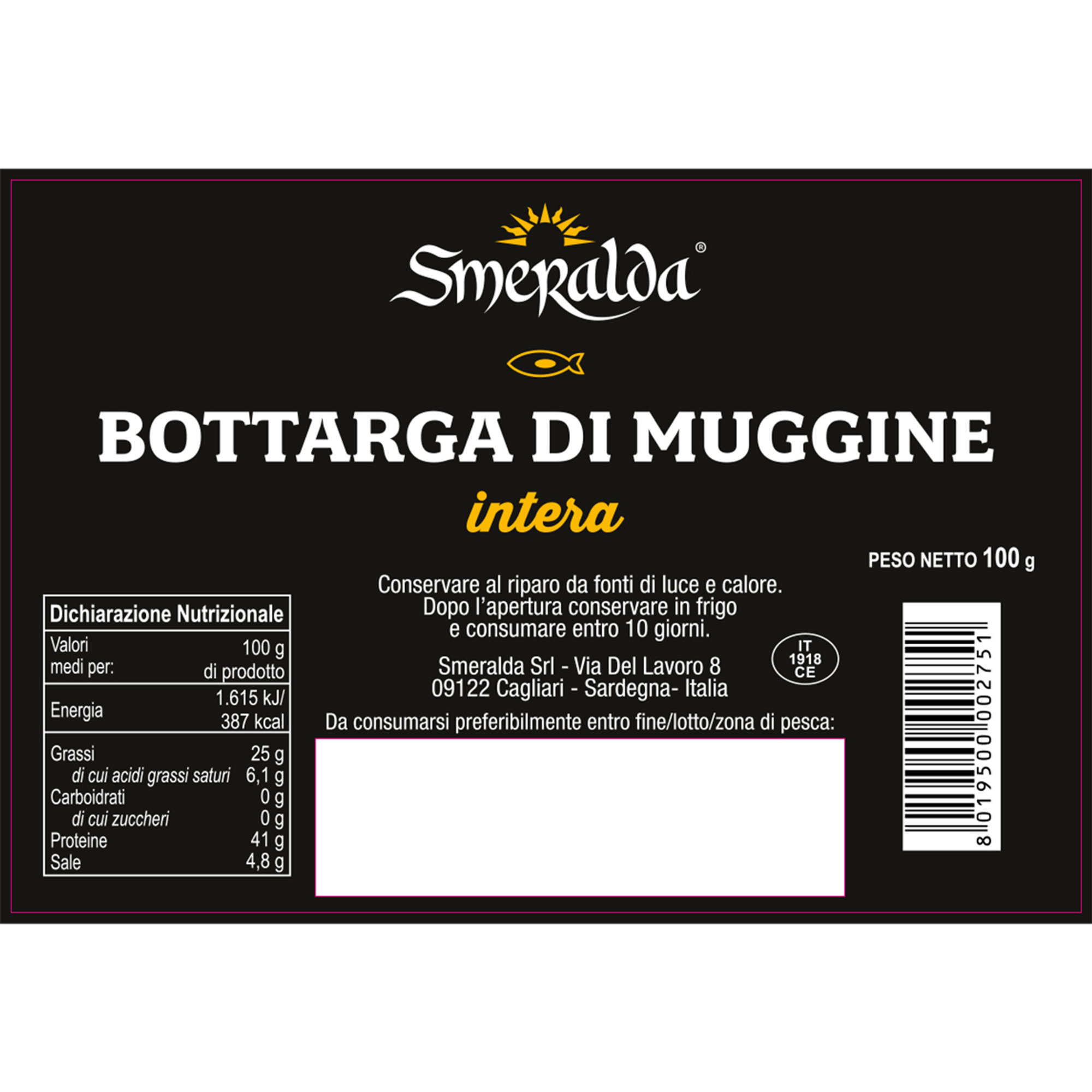 2 confezioni - Bottarga di Muggine intera 100 gr Smeralda vista1