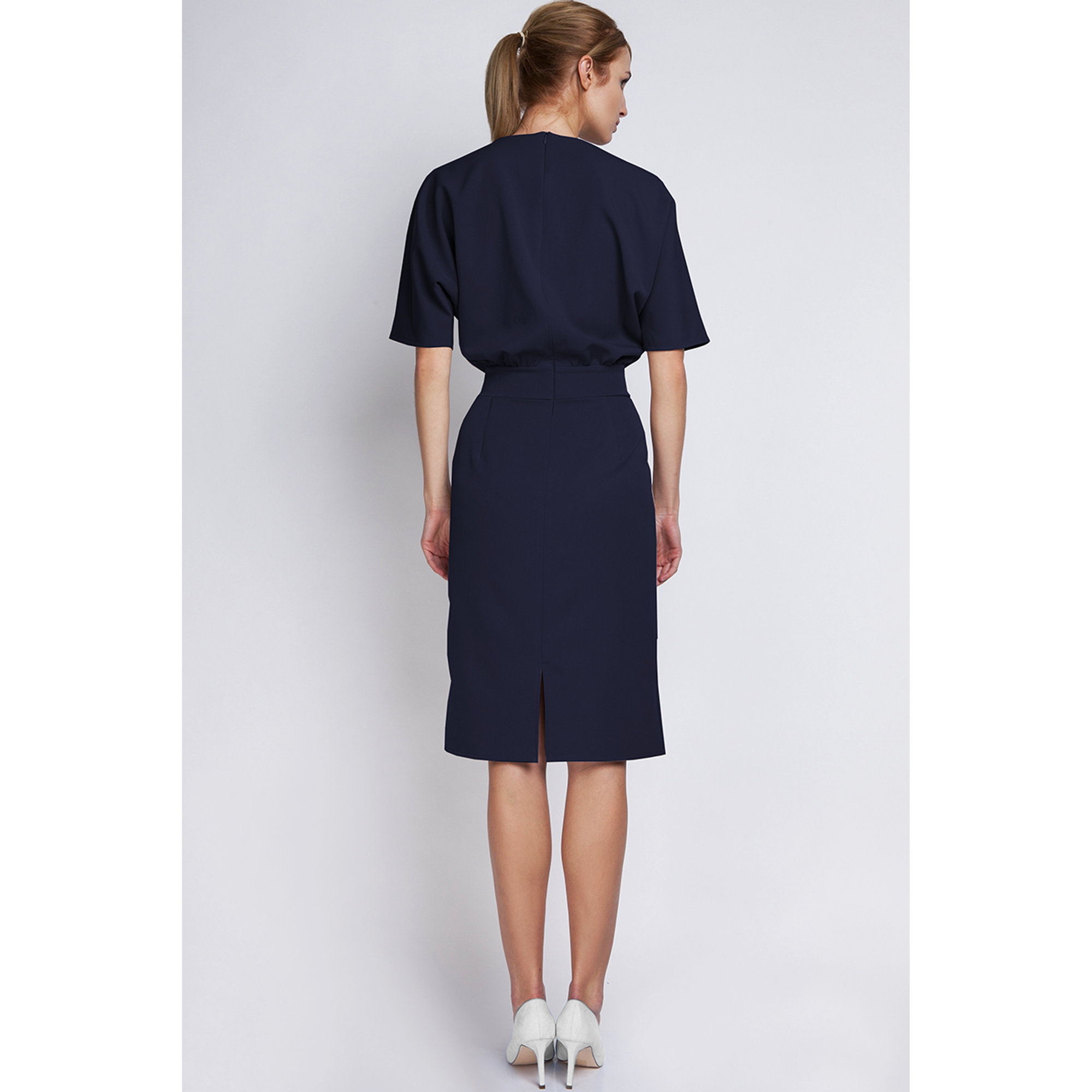 Vestito con gonna aderente blu Lanti vista1