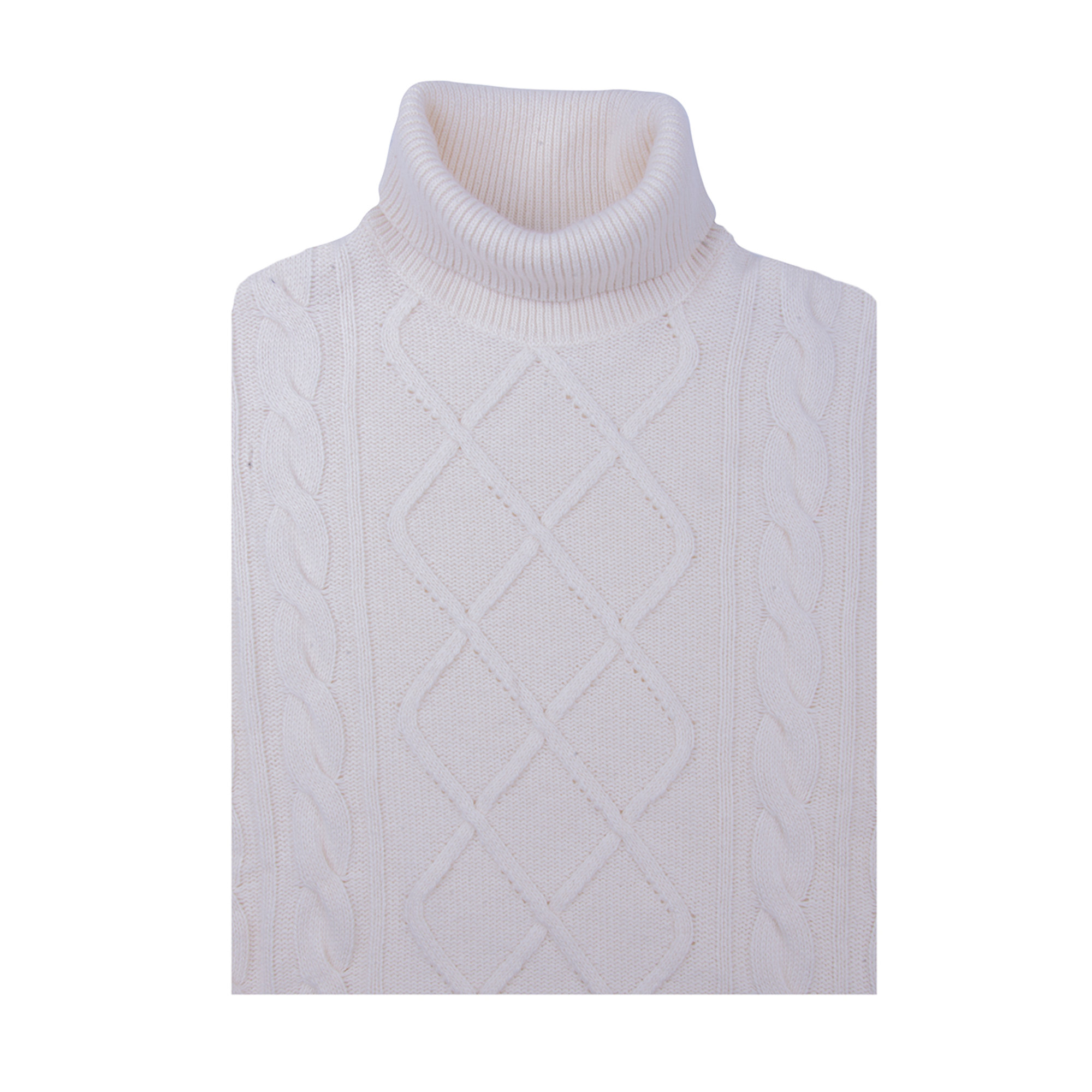 Dolcevita bianco con trecce e rombi 3d sul davanti RODRIGO vista1