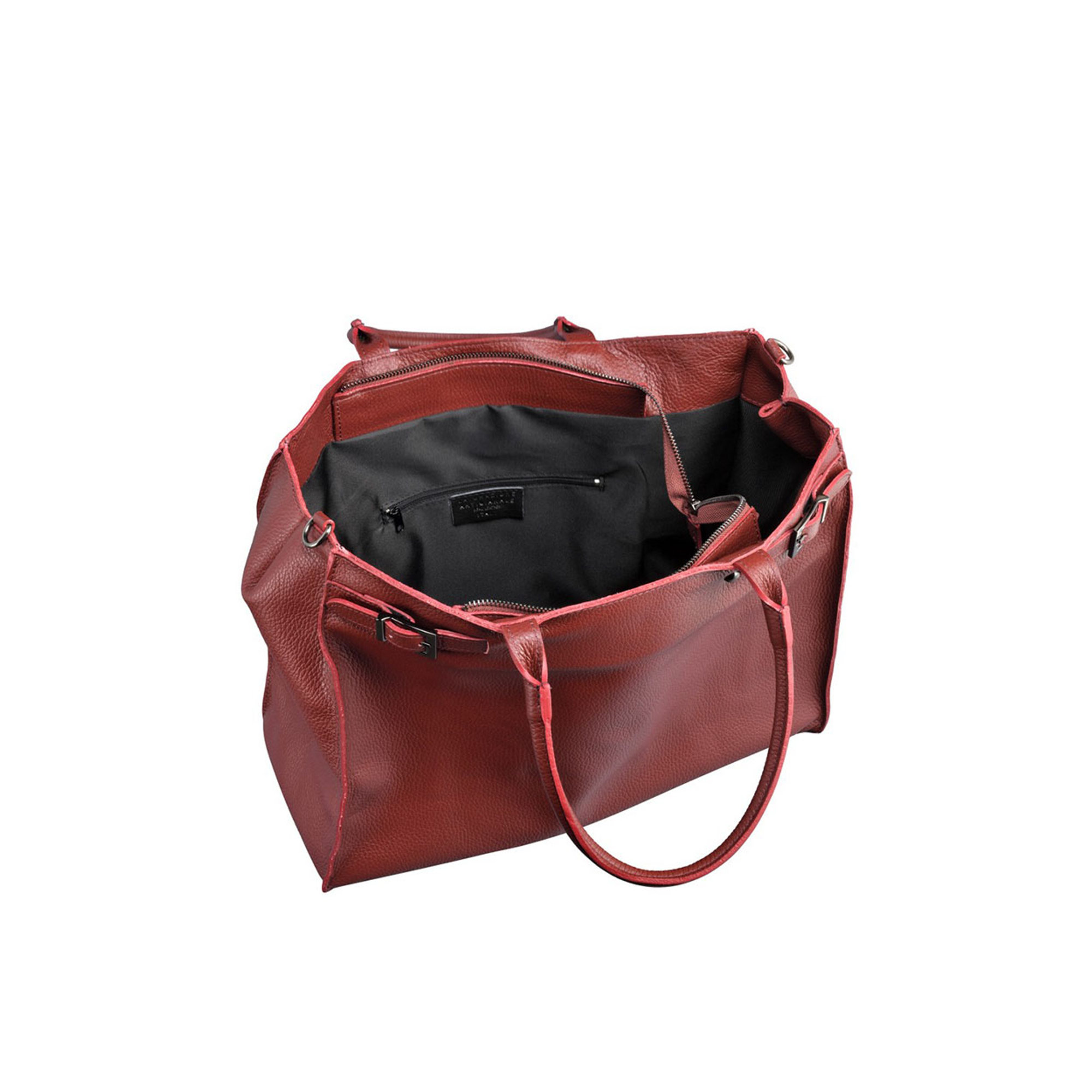 Borsa a spalla in pelle luminosa bordeaux MIA16 VENEZIA vista2