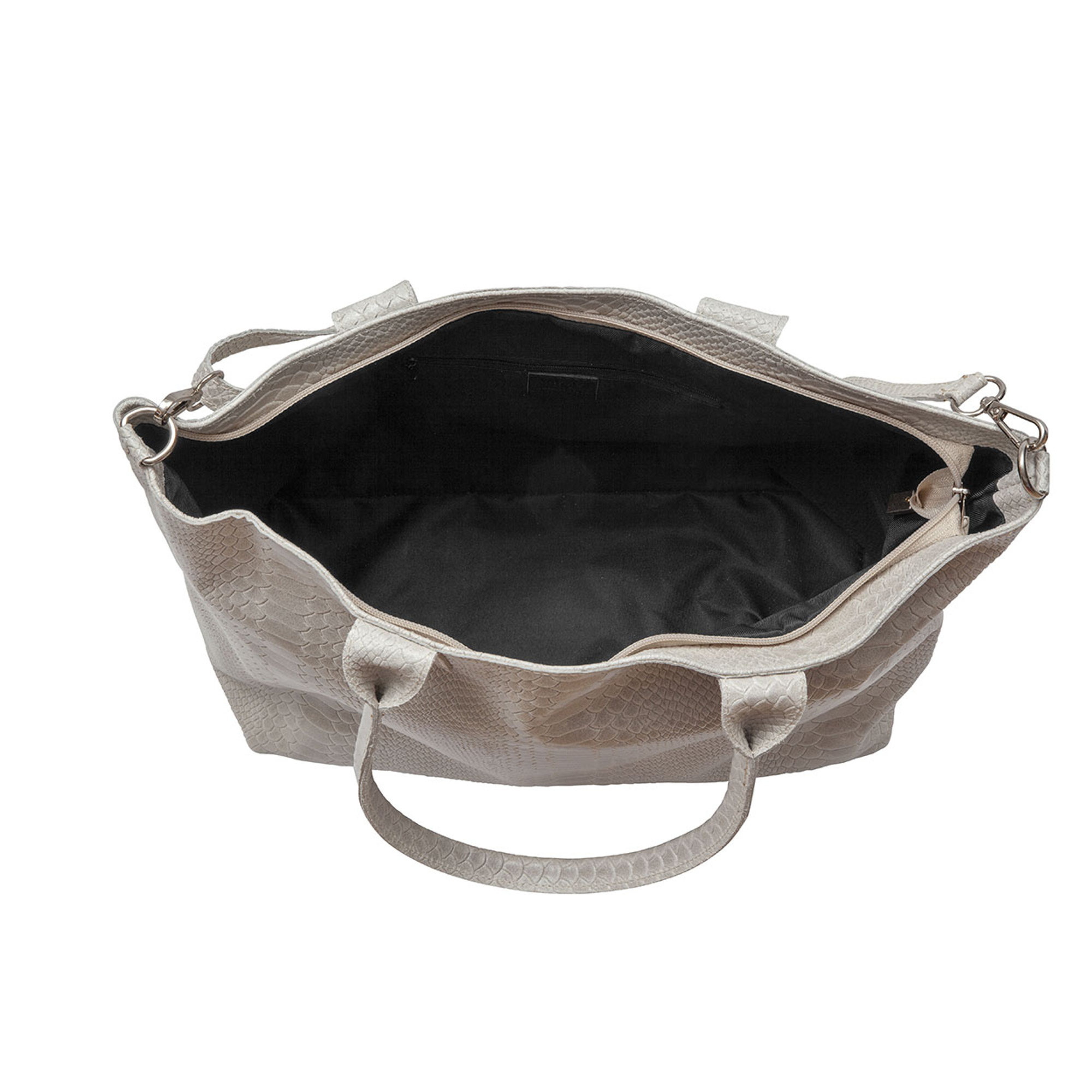 Borsa a mano in pelle rigida stampa pitone scamosciata beige MIA16 VENEZIA vista1