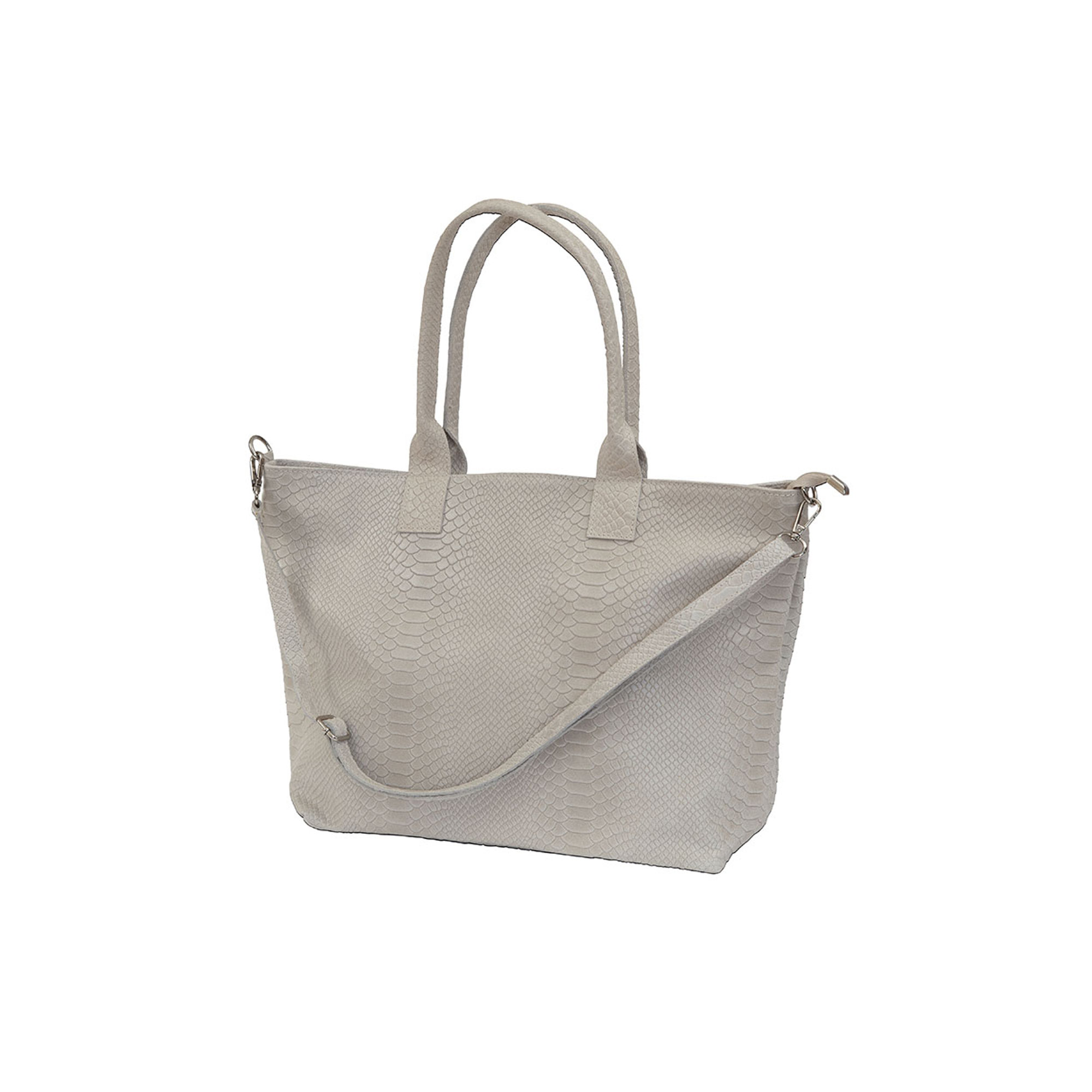 Borsa a mano in pelle rigida stampa pitone scamosciata beige MIA16 VENEZIA vista2