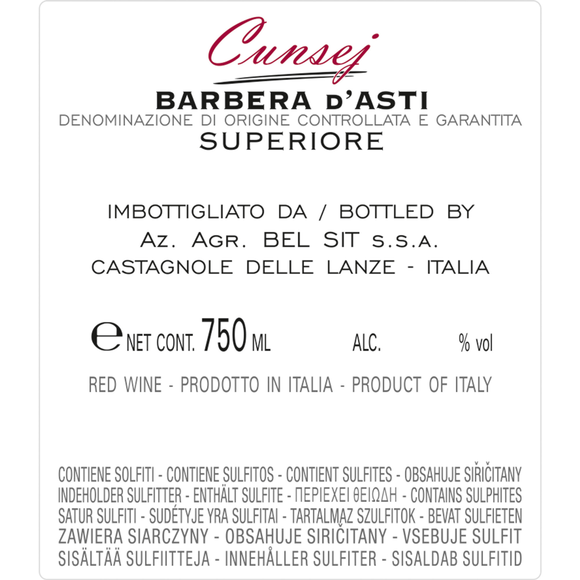 3 bottiglie miste: Barbera d'Asti DOCG "La Turna" 2017 - Barbera d'Asti Superiore DOCG "Cunsej" 2016 - Barbera d'Asti Superiore DOCG "Sichivej" 2016 BEL SIT vista4