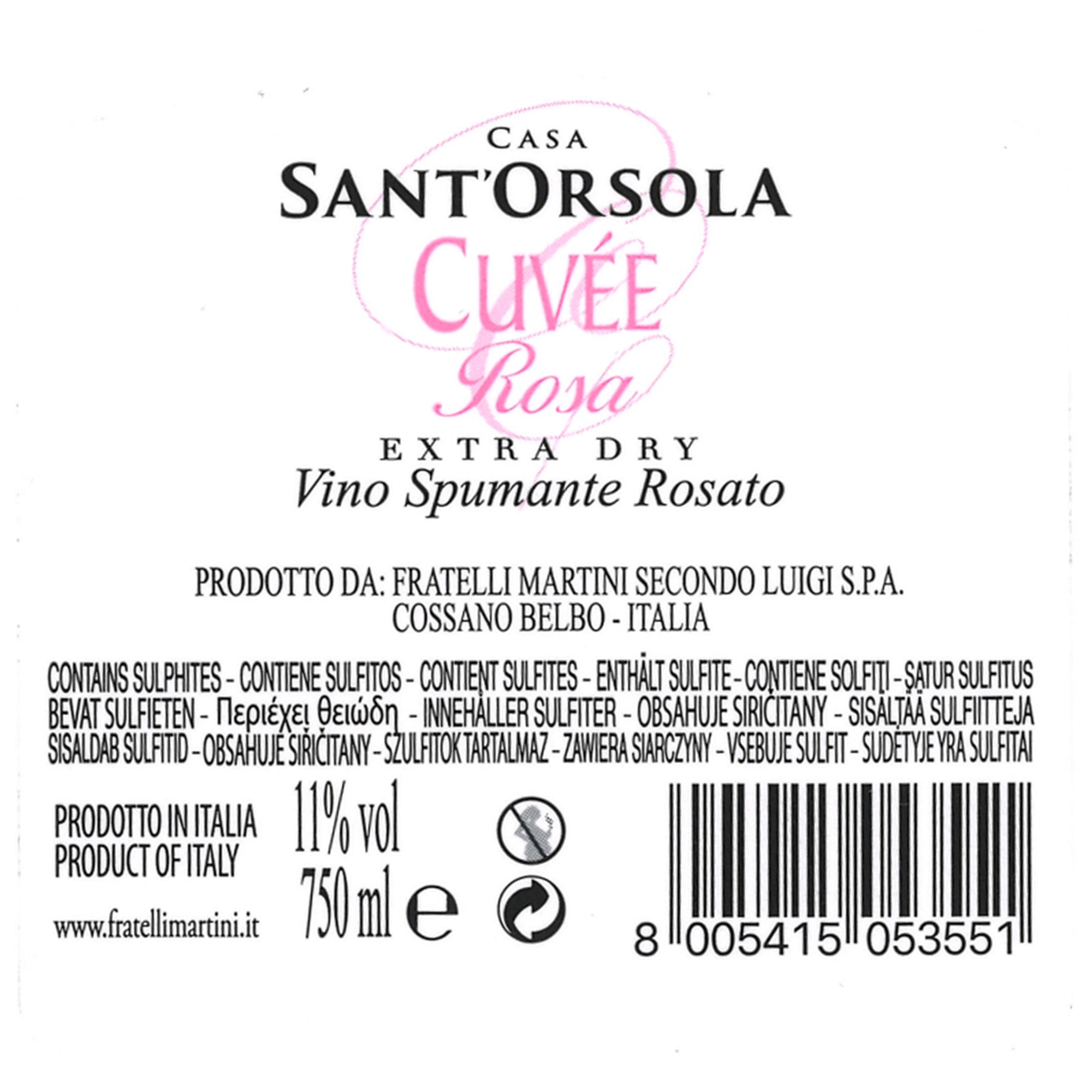 3 bottiglie - Spumante Cuvée Rosa Extra Dry + STOPPER in OMAGGIO Sant'Orsola vista1