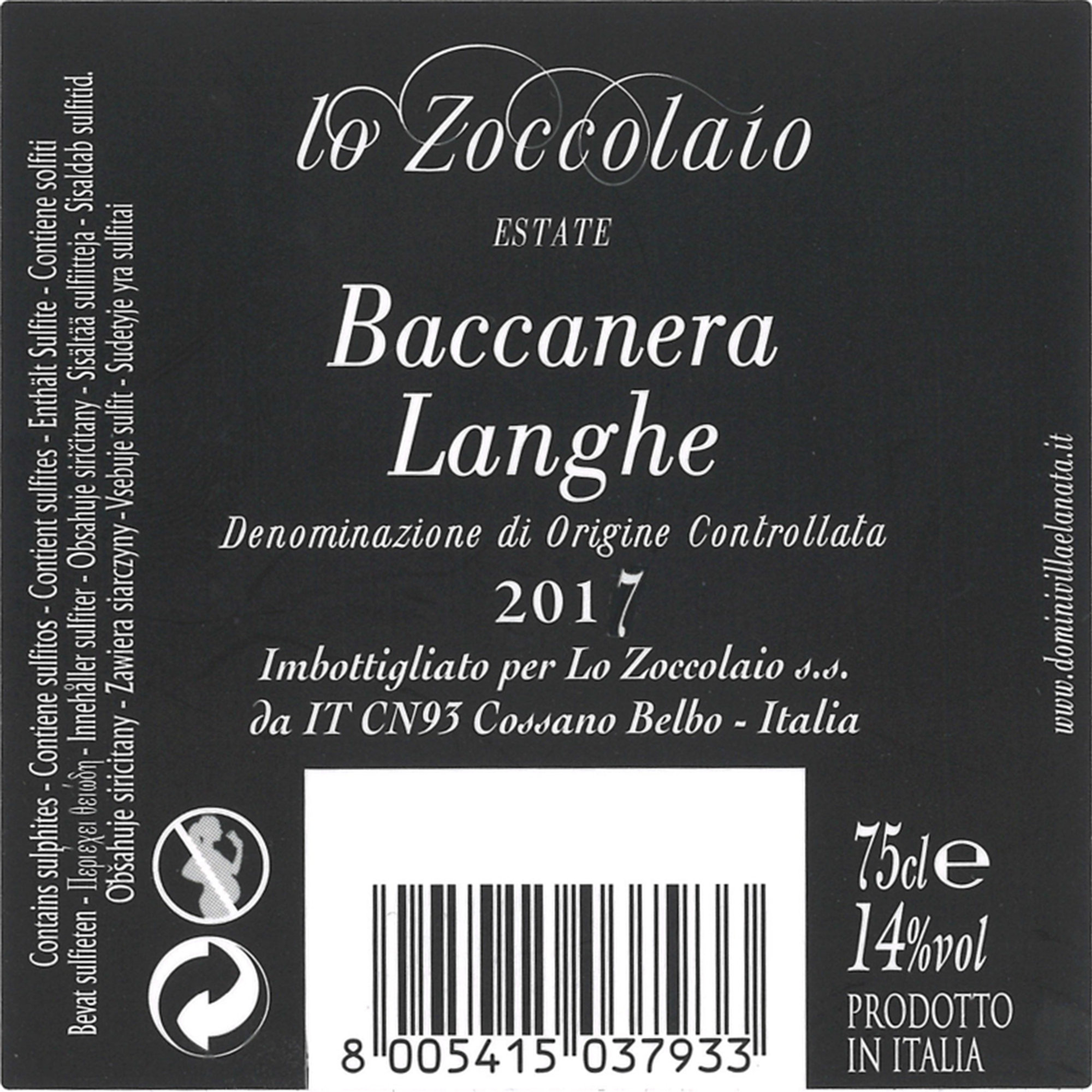 3 bottiglie - "Baccanera" Langhe DOC 2017 - 2018 + Cavatappi in OMAGGIO Lo Zoccolaio vista1