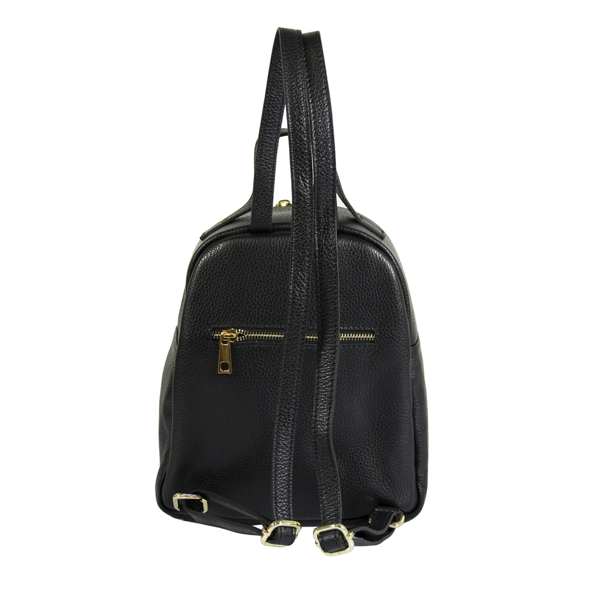 Zaino nero in pelle con apertura con zip dorate Florence Bags Obsoleto vista2
