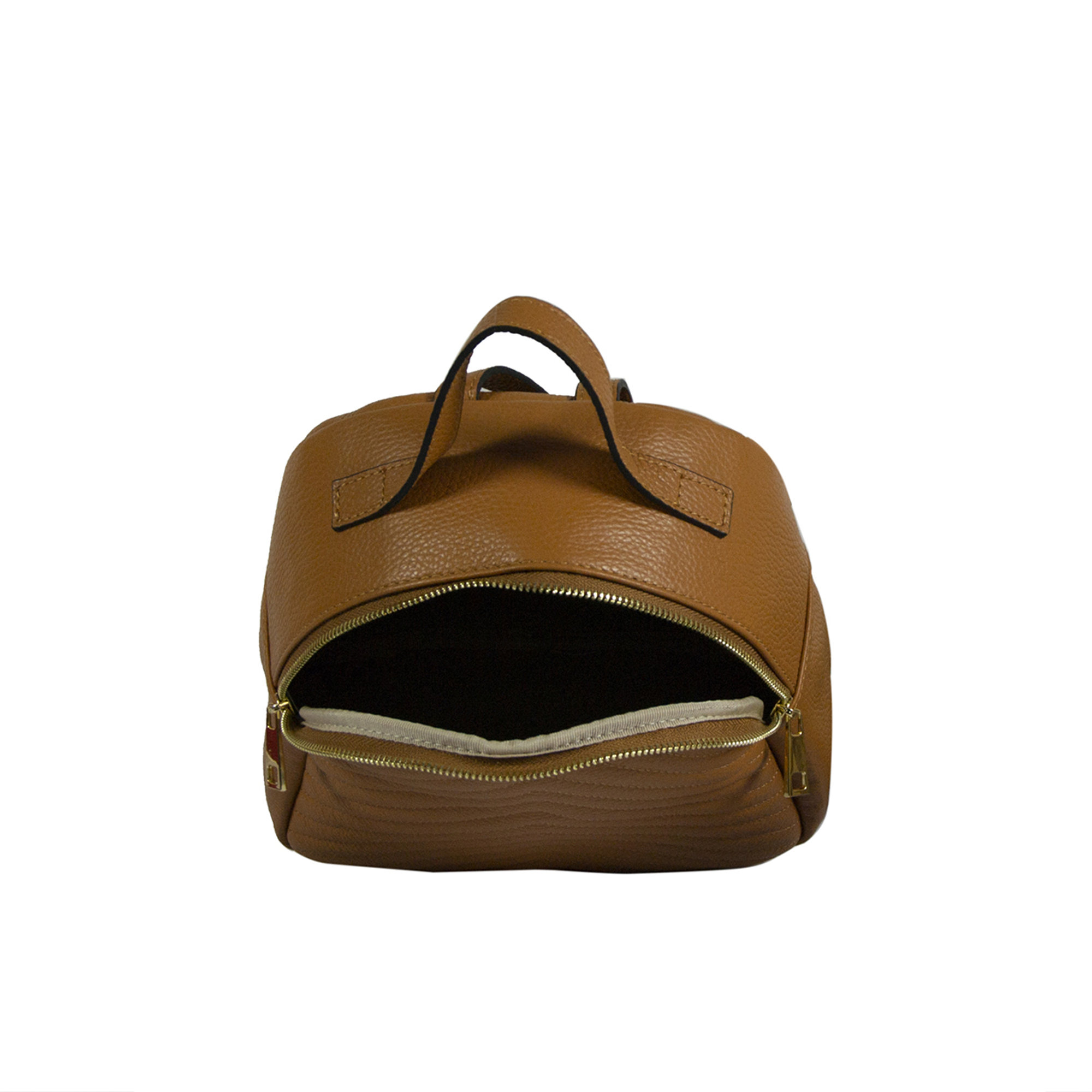 Zaino in pelle marrone chiaro con apertura con zip dorate Florence Bags Obsoleto vista1