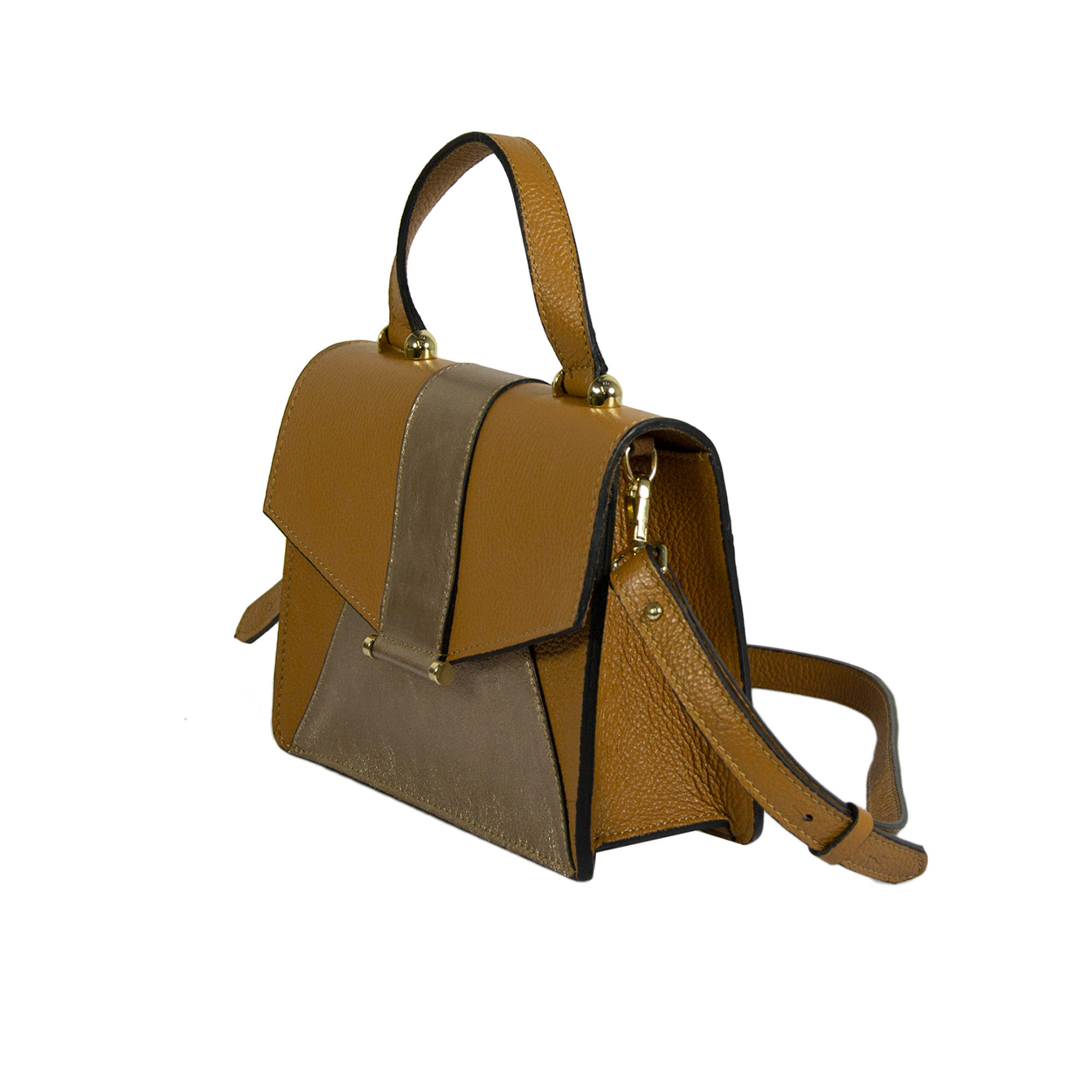 Borse a tracolla bicolore marrone e dorata con tracolla regolabile Florence Bags Obsoleto vista3