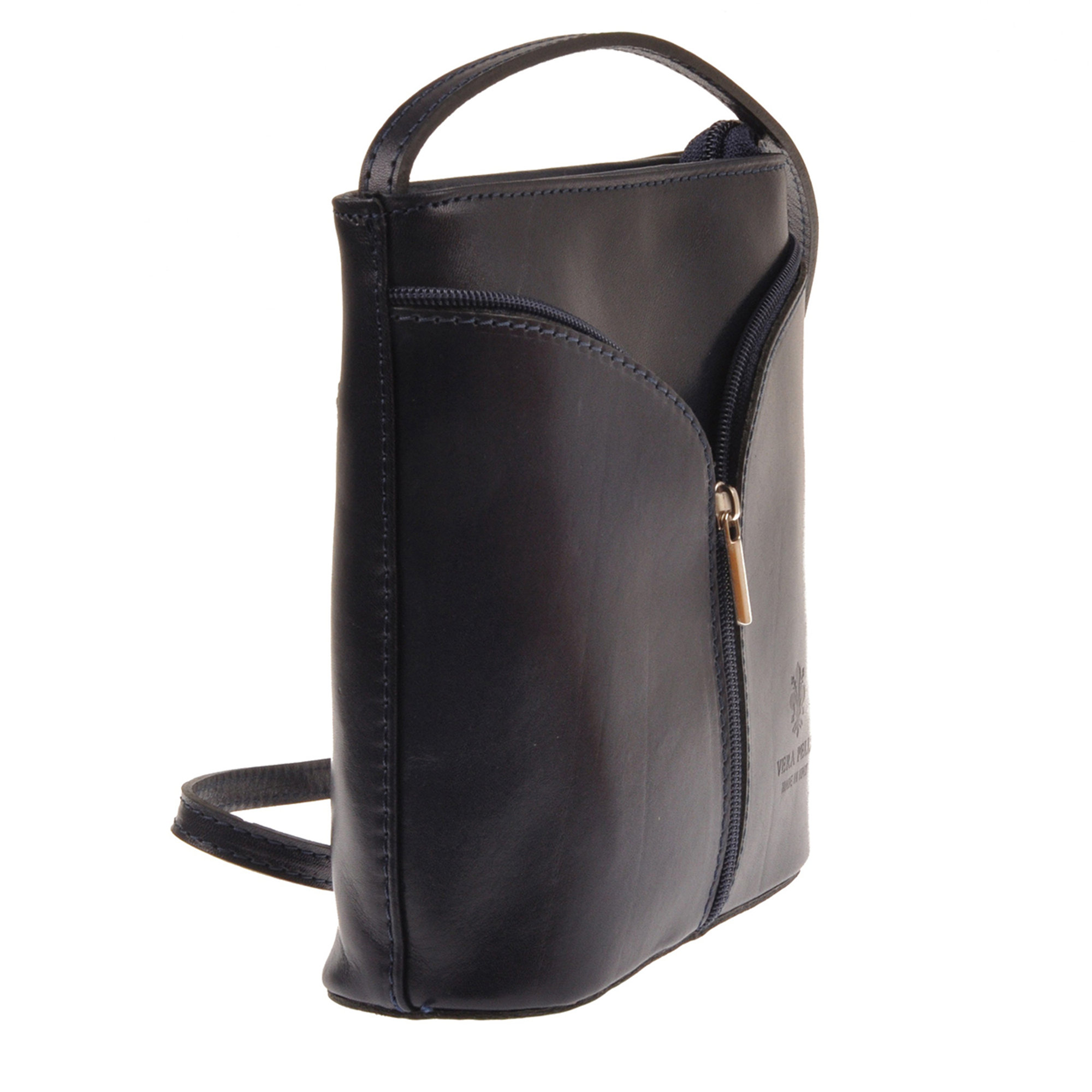 Borsa a tracolla blu scura con dettaglio zip dorata Florence Bags Obsoleto vista2