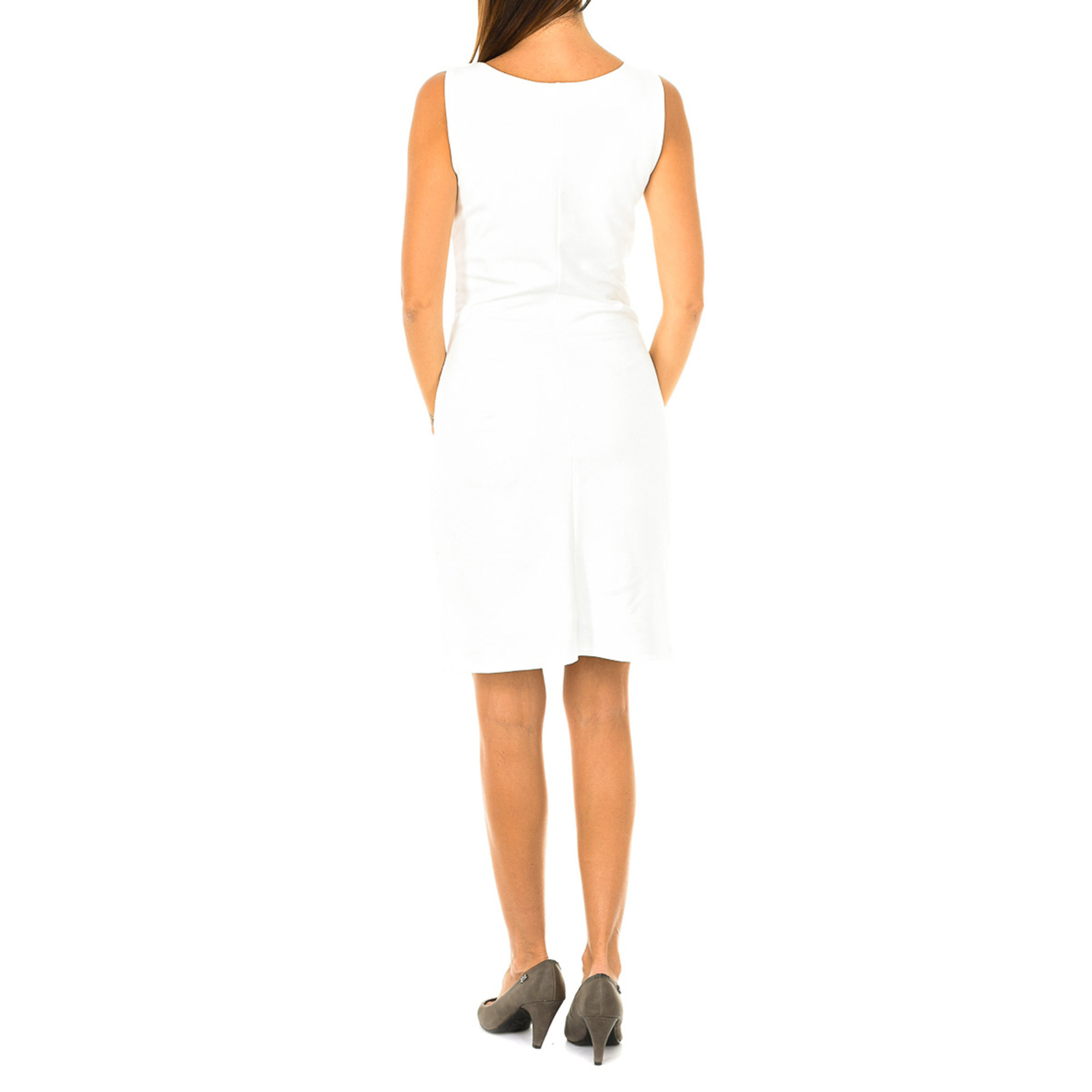 Vestito bianco con ricamo effetto traforato Desigual  vista1