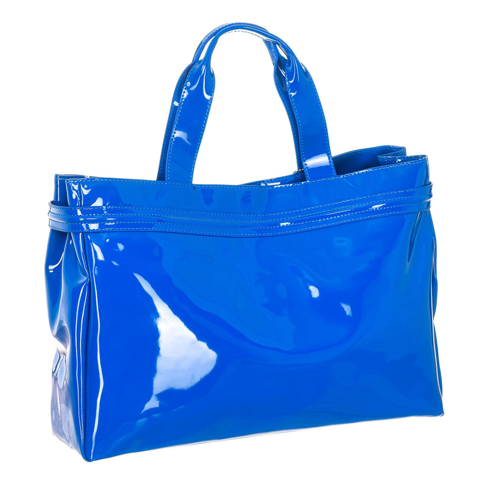 Borsa a mano effetto vernice blu elettrico Armani Jeans vista1
