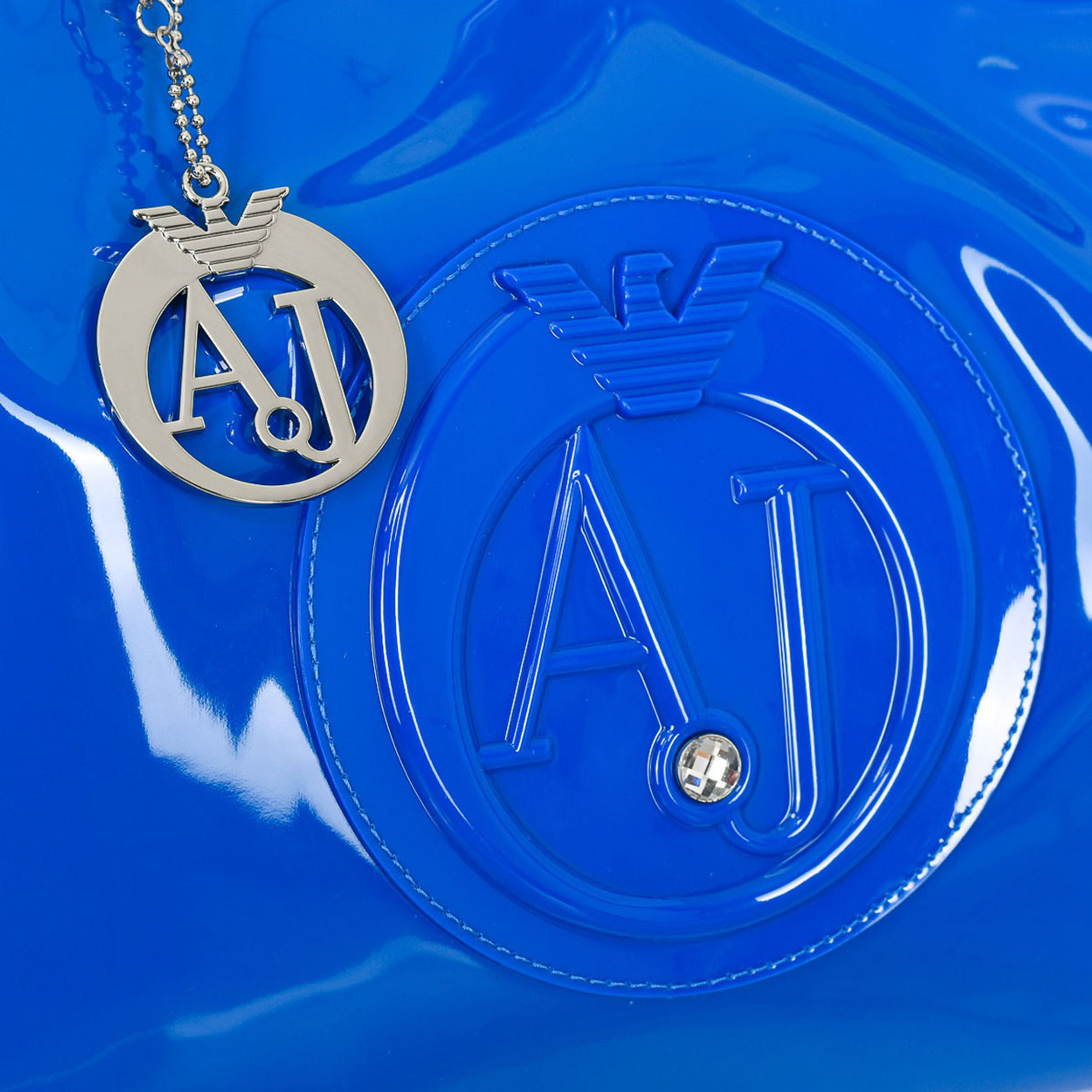 Borsa a mano effetto vernice blu elettrico Armani Jeans vista2