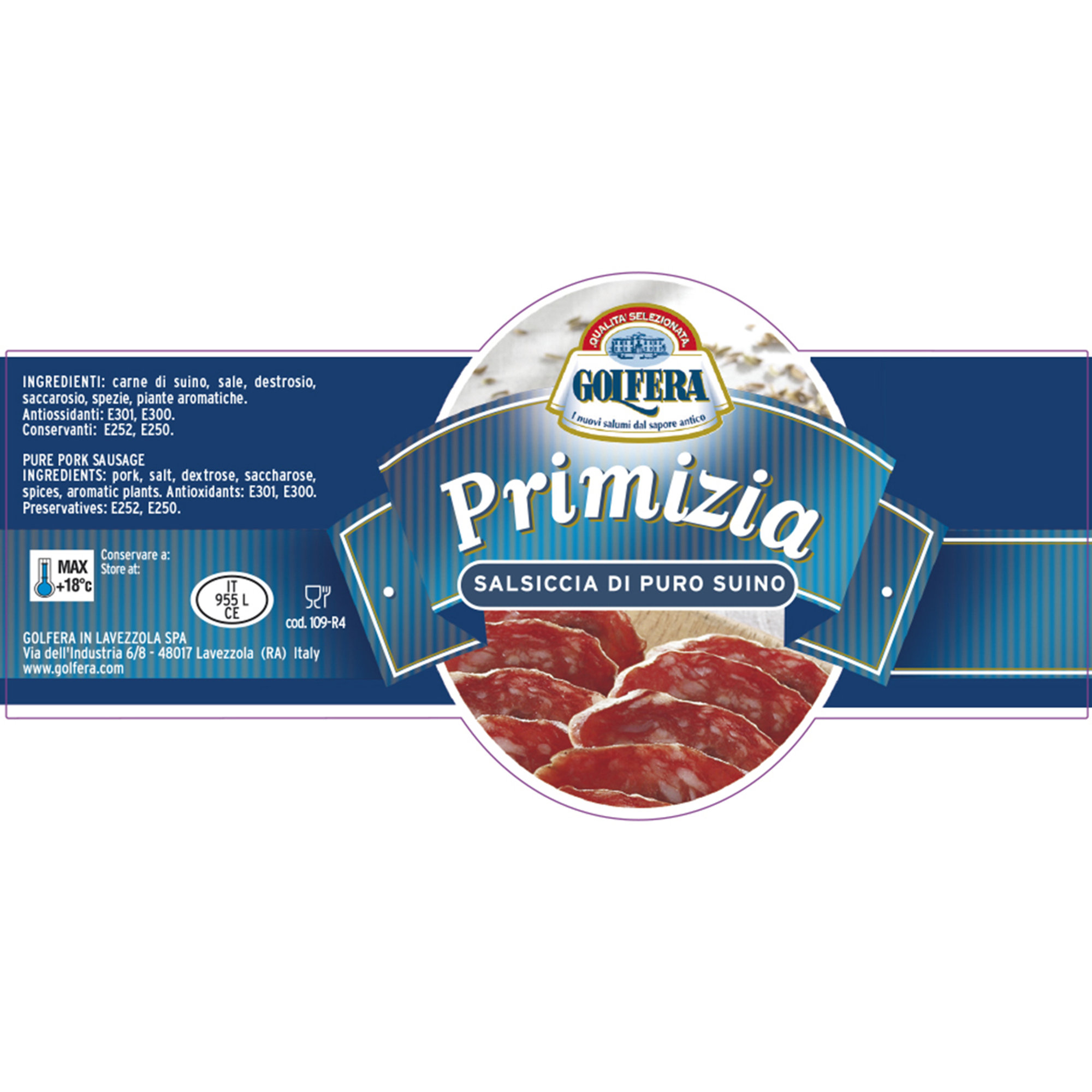 Boîte de dégustation : Saucisse Assaisonnée Primizia 600 gr - Saucisse Napoli épicée Bagetta 600 gr - Golferino Salami à la Truffe 220 gr Golfera vista2