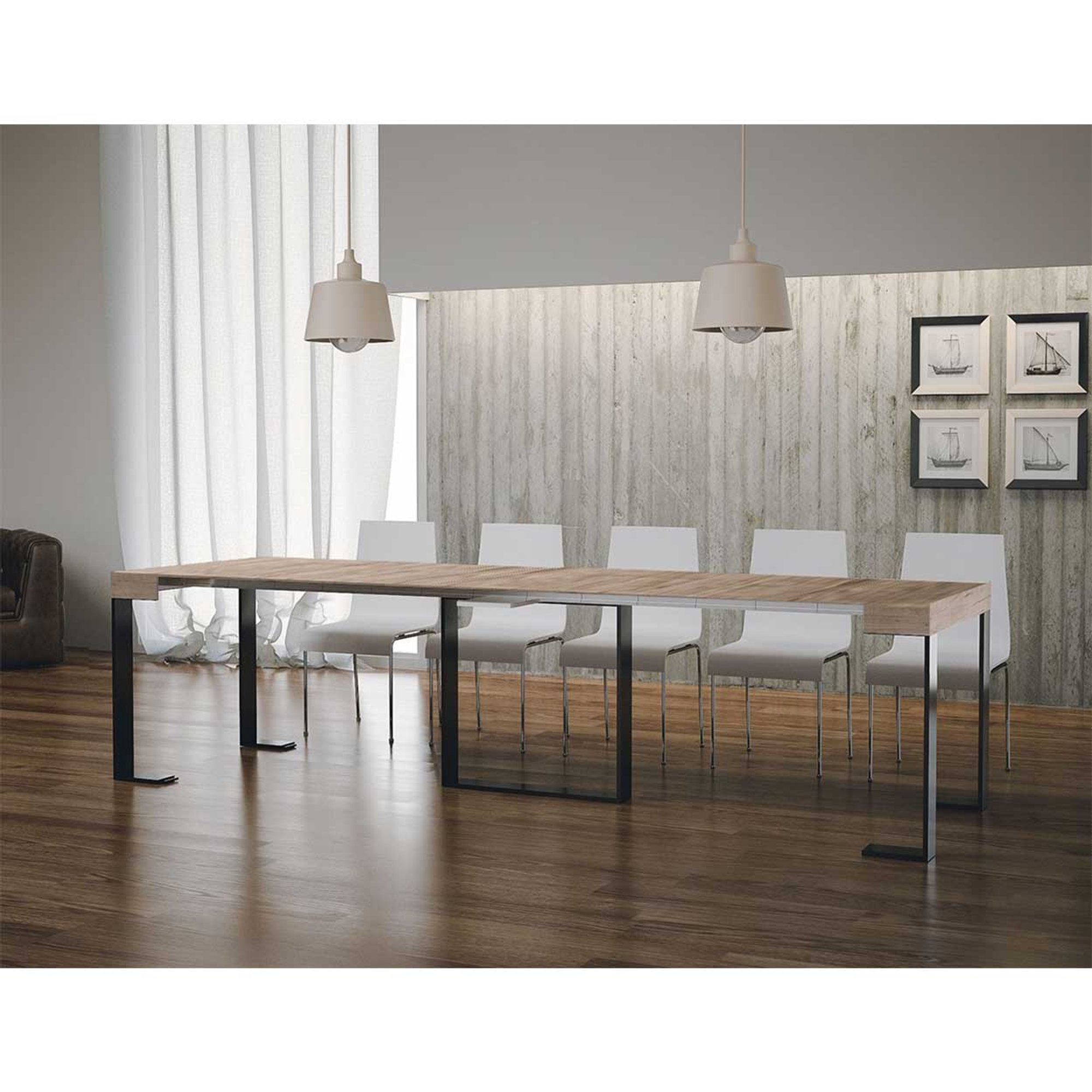 Consolle allungabile Futura 40/300, rovere natura/antracite Consolle allungabili vista2