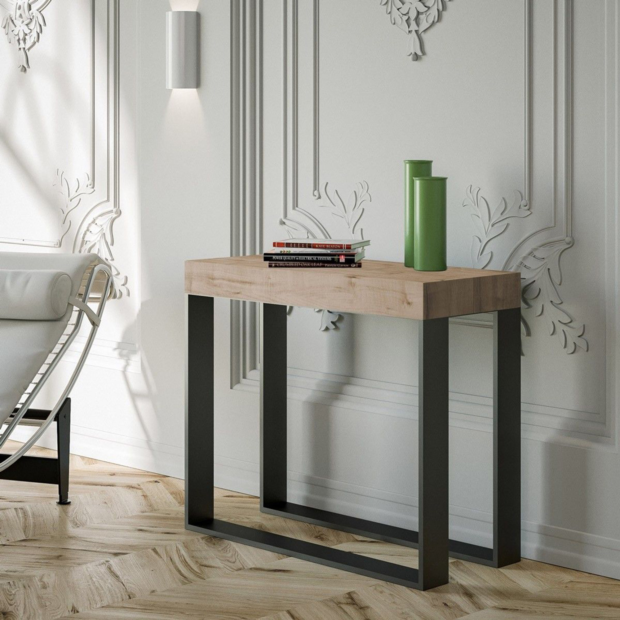 Consolle allungabile Elettra 40/300, rovere natura/antracite Consolle allungabili vista1