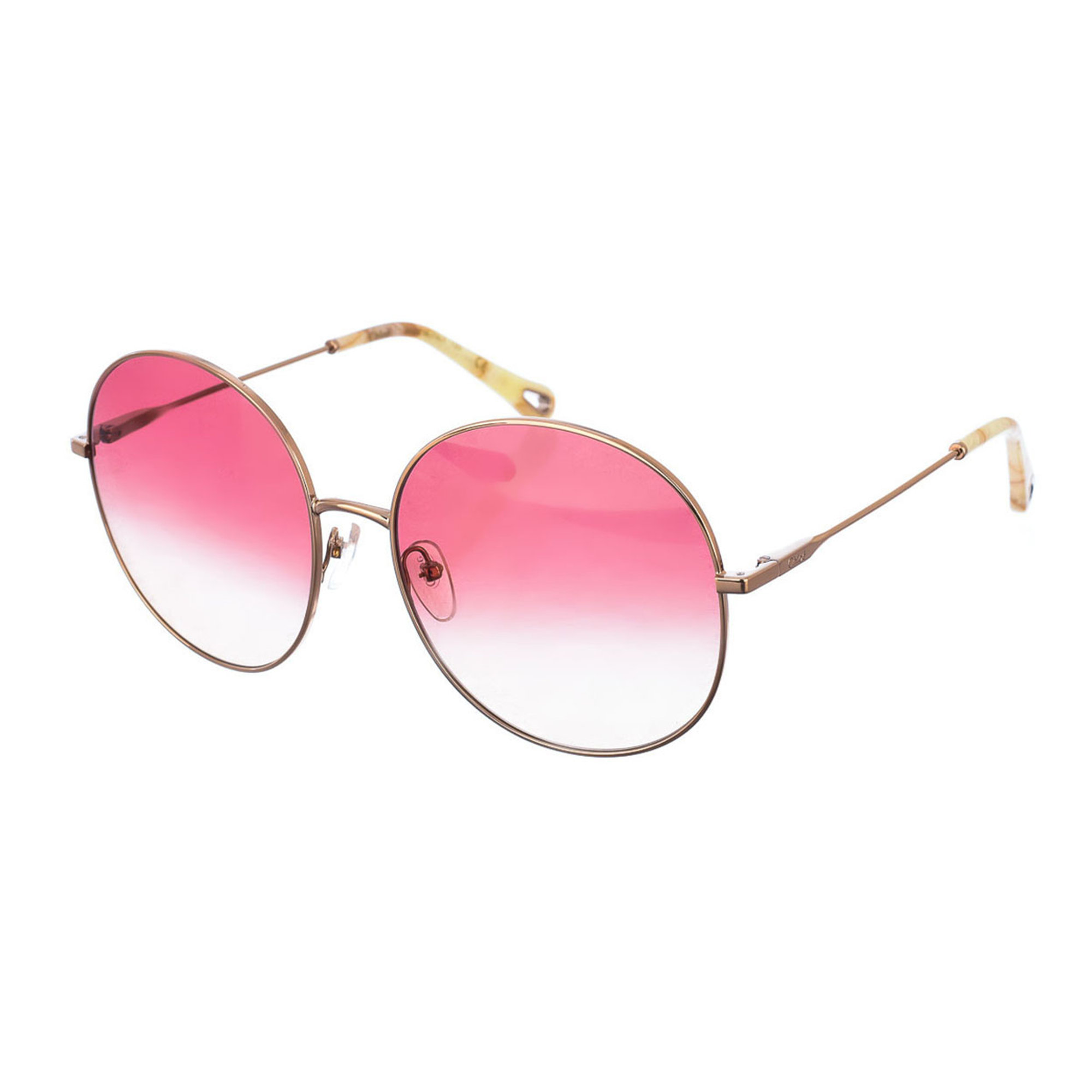 Occhiali da sole con montatura in metallo dorato con lenti rosa Chloé vista0