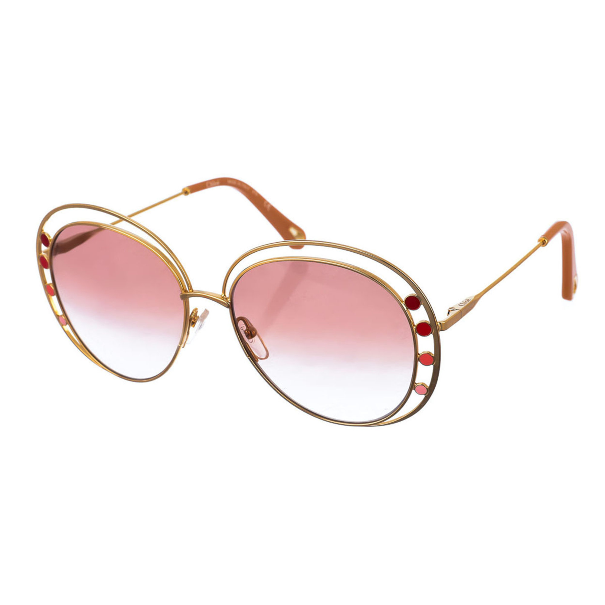Occhiali da sole con montatura in metallo rosa oro e con lenti sfumate Chloé vista0