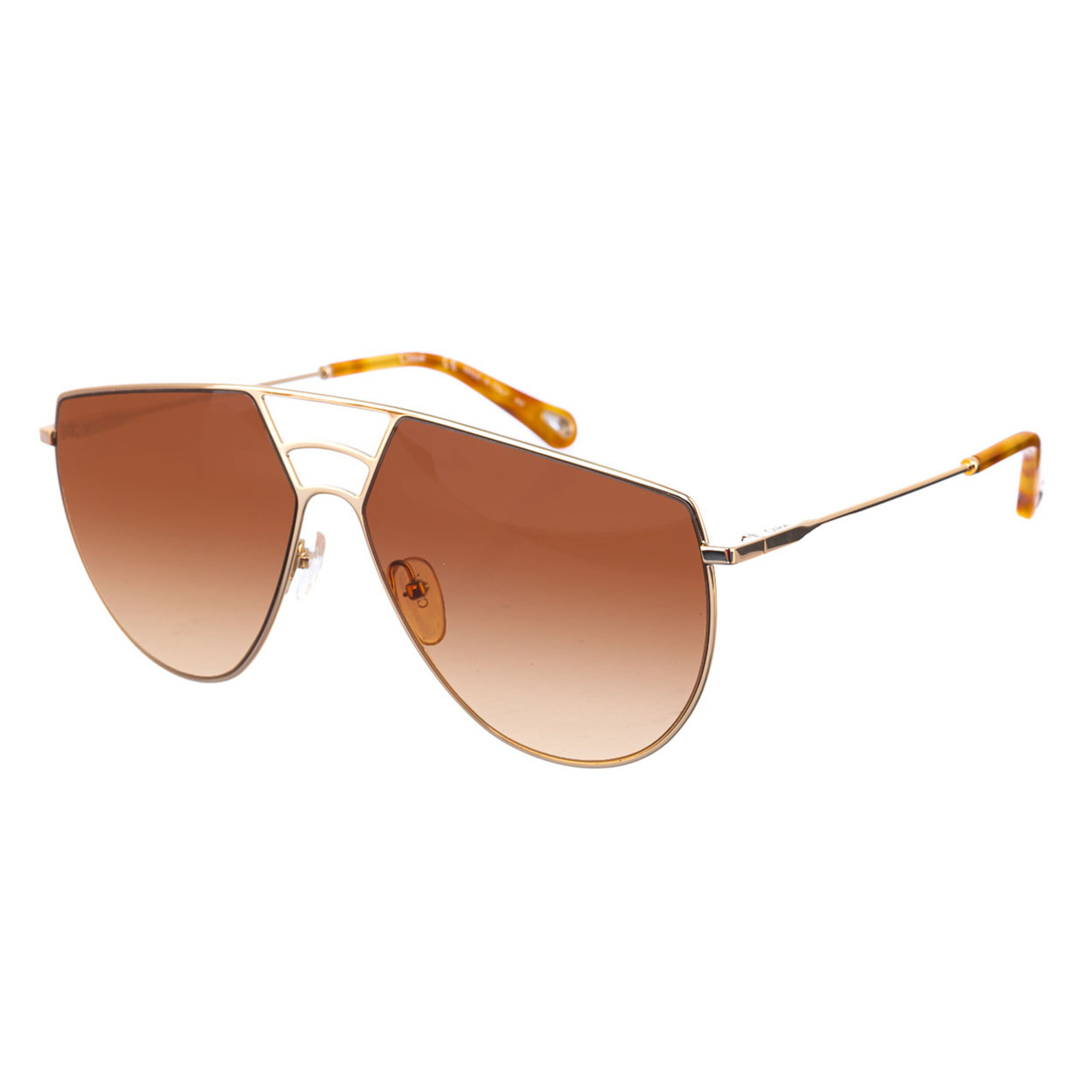 Occhiali da sole con montatura in metallo stile aviatore marroni Chloé vista0