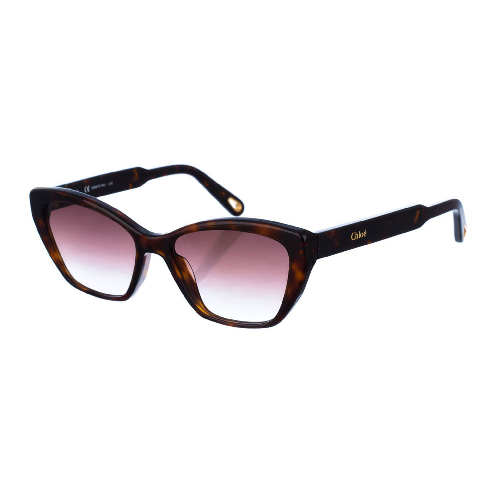 Occhiali da sole con montatura in acetato con forma di occhi di gatto con lenti marroni Chloé vista0