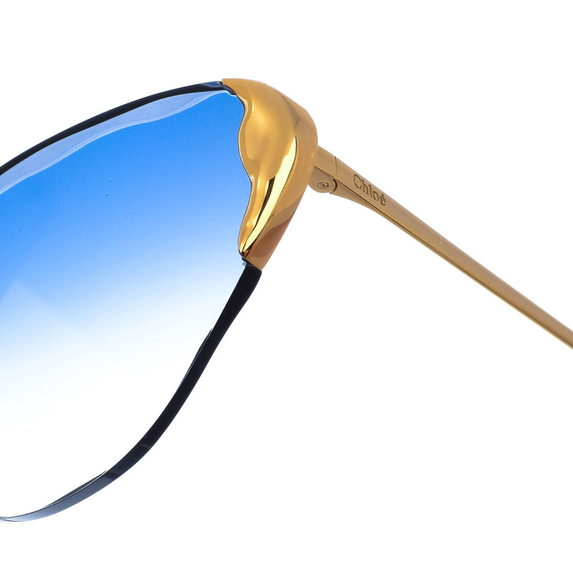 Occhiali da sole senza montatura a forma di occhi di gatto con lenti  blu Chloé vista2