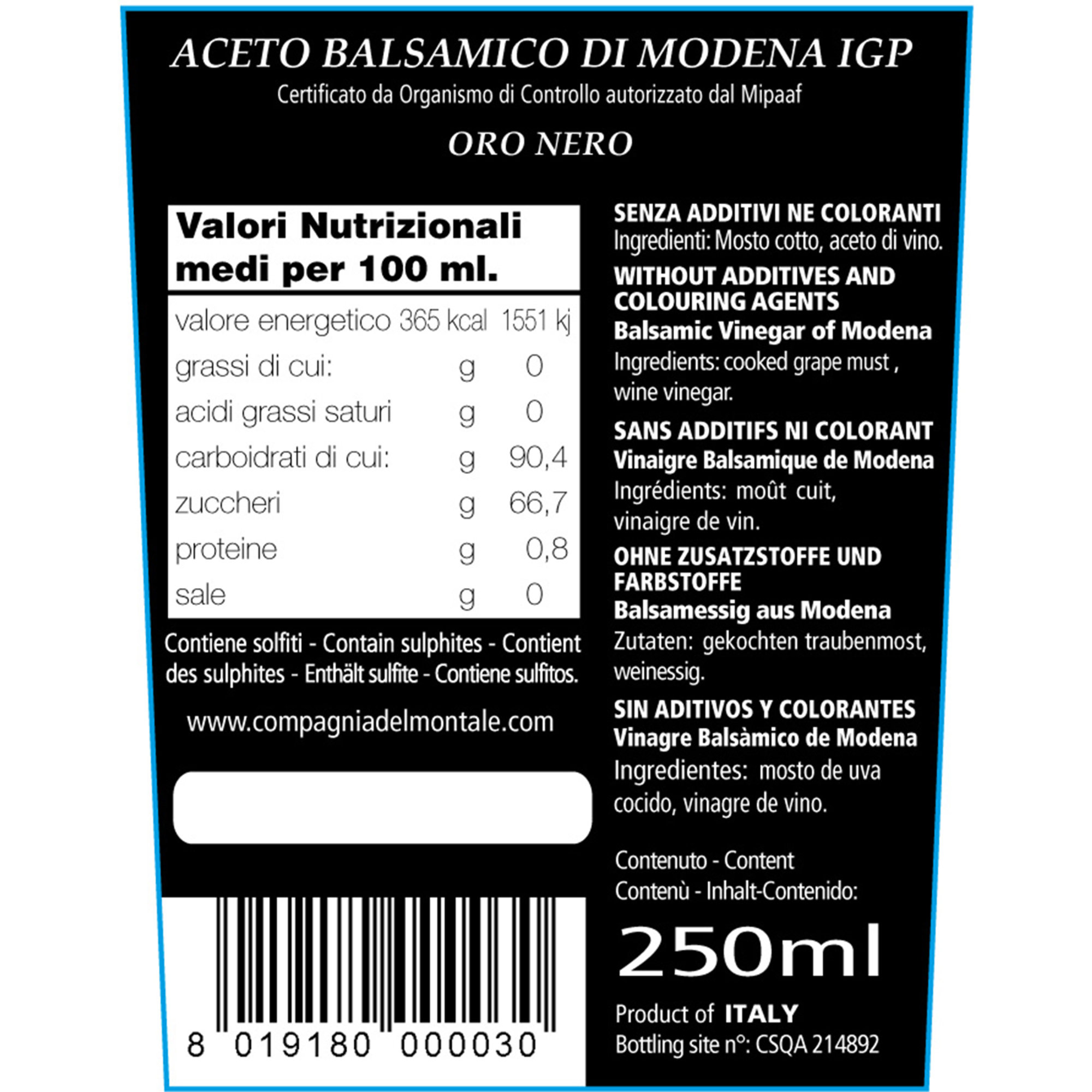 3 prodotti misti: Oro Nero - Mosto Cotto Saba - Condimento Bianco Compagnia del Montale vista2