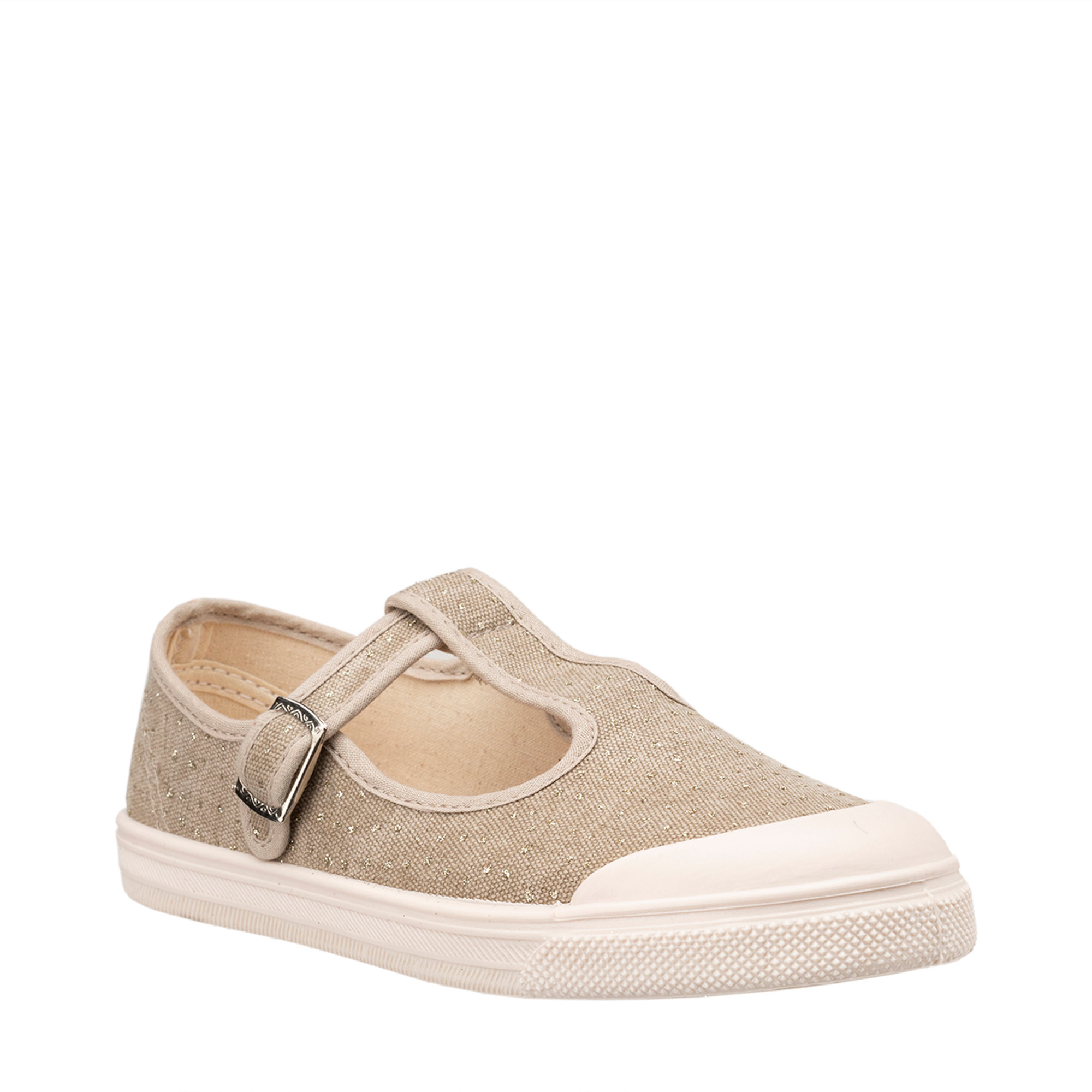 Sneakers a T in tela sabbia Pepè shoes vista1