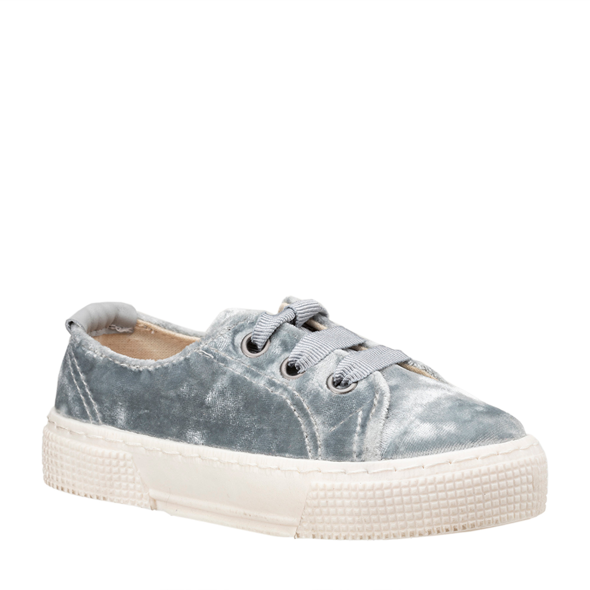 Sneakers in velluto grigio perla Pepè shoes vista2