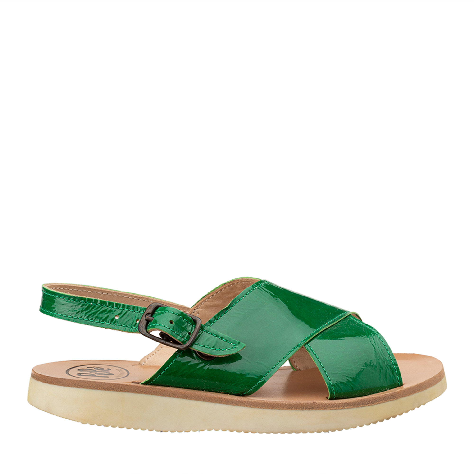 Sandali in vernice verde Pepè shoes vista0