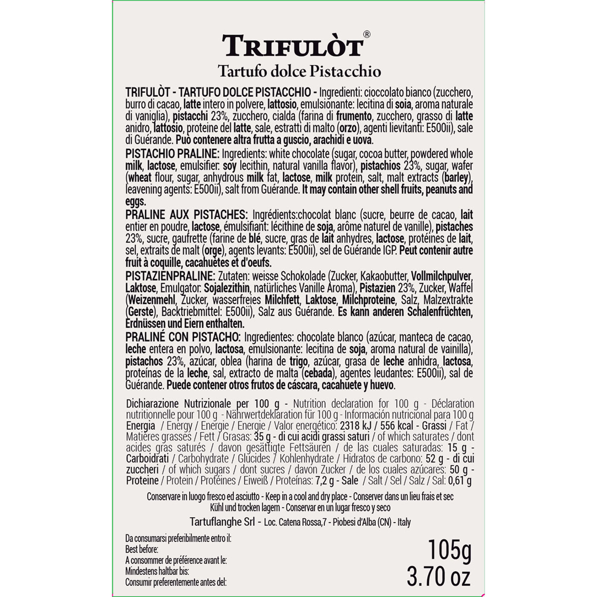 3 Trifulòt Astucci 105 gr: 1 Tartufo Dolce Nero, 1 Tartufo Dolce Bianco, 1 Tartufo Dolce Pistacchio TartufLanghe vista9