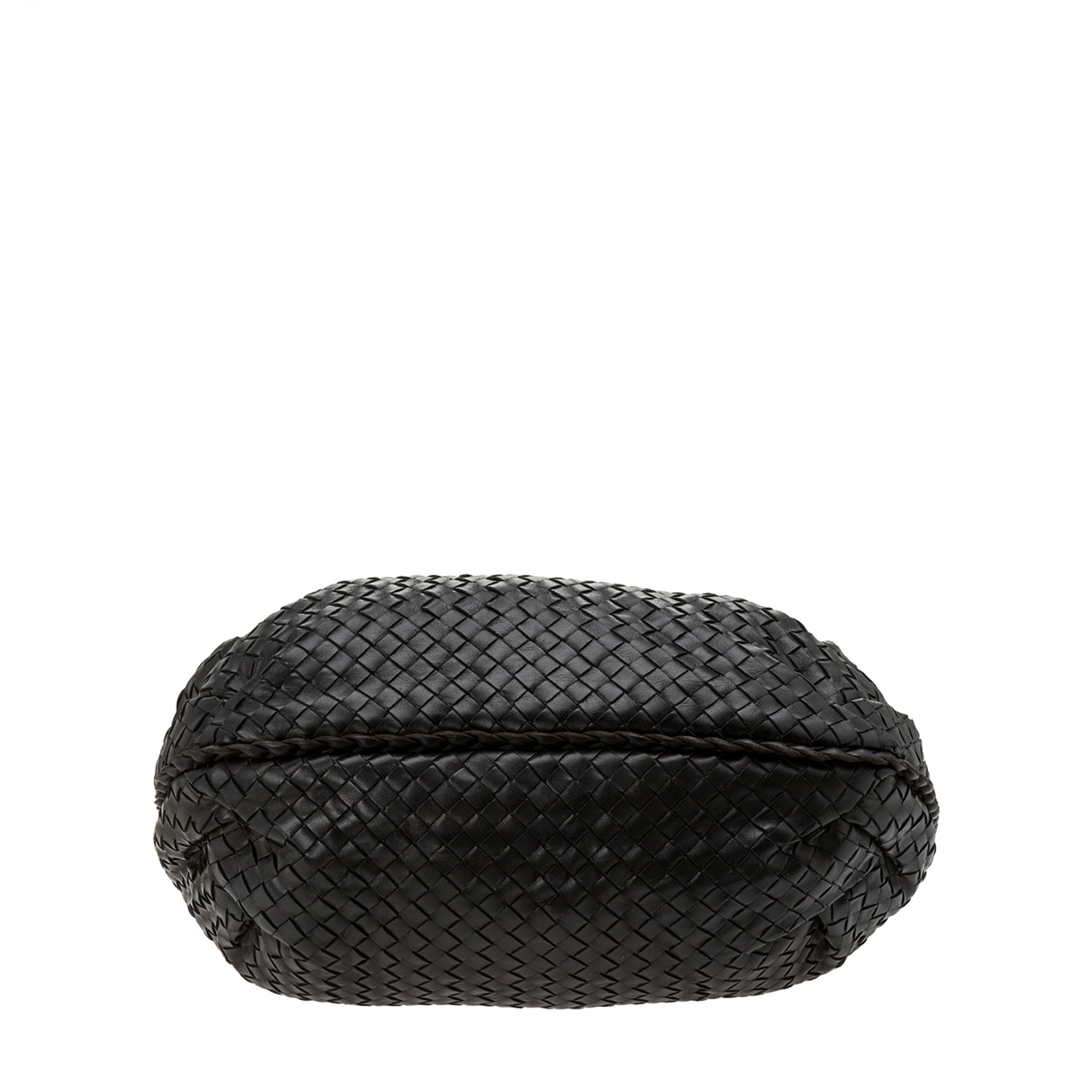 Bottega Veneta borsa intrecciata nera con manico tubolare e zip Bottega Veneta vista3
