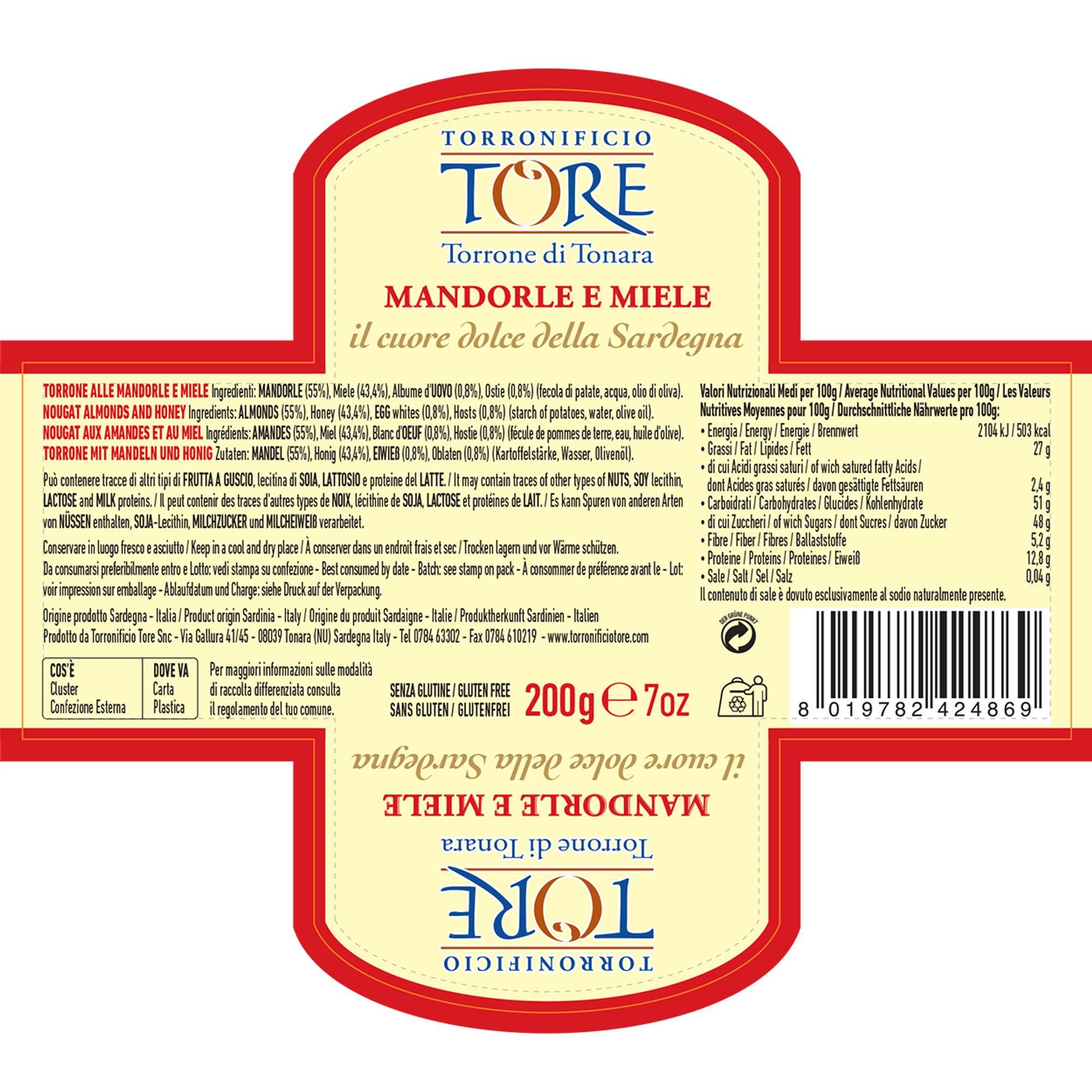4 Torroni misti 200 gr: 2 Mandorle - 2 Noci Torronificio Tore vista2