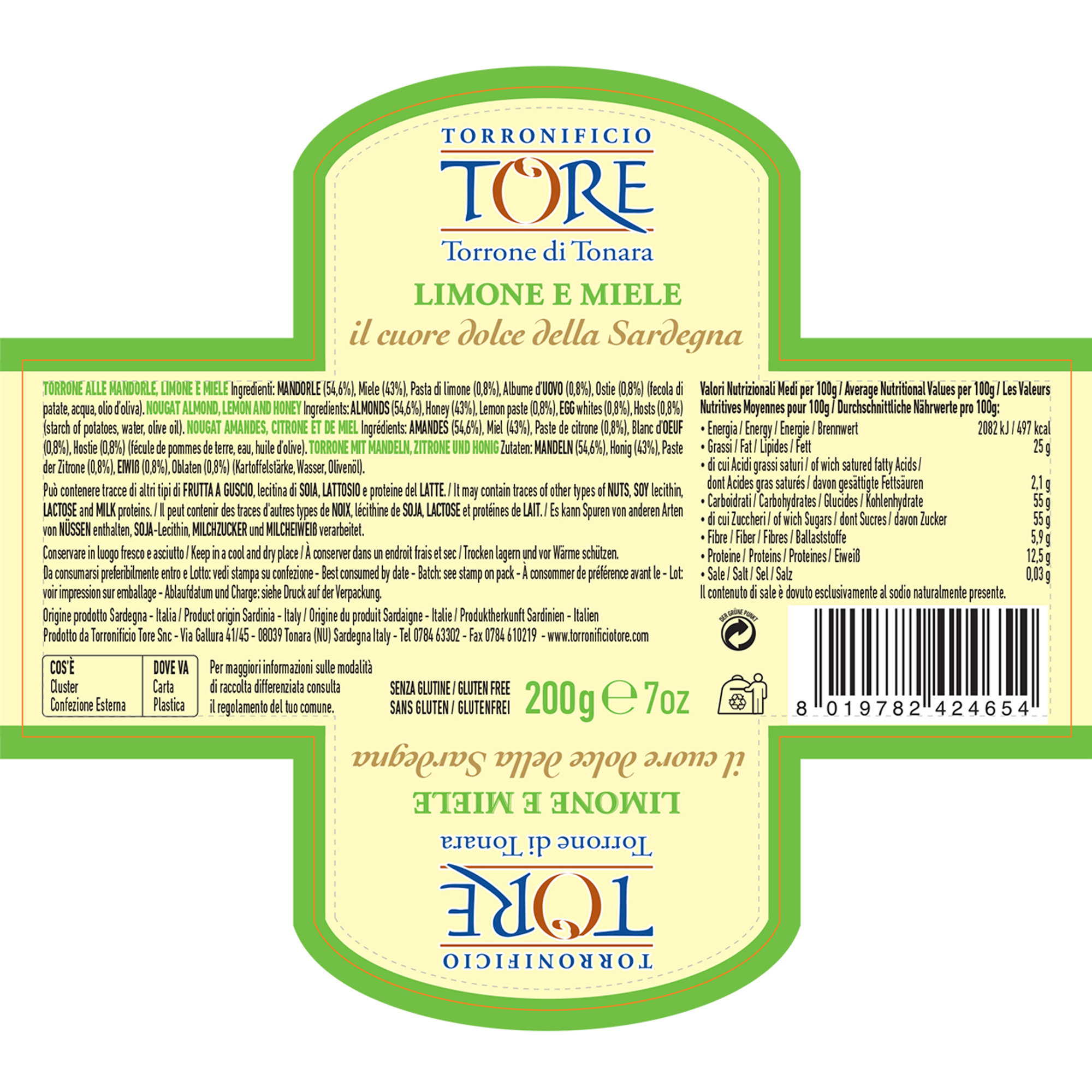 4 Torroni misti 200 gr: Mandorle - Noci - Nocciole - Mandorle & Mirto Torronificio Tore vista8