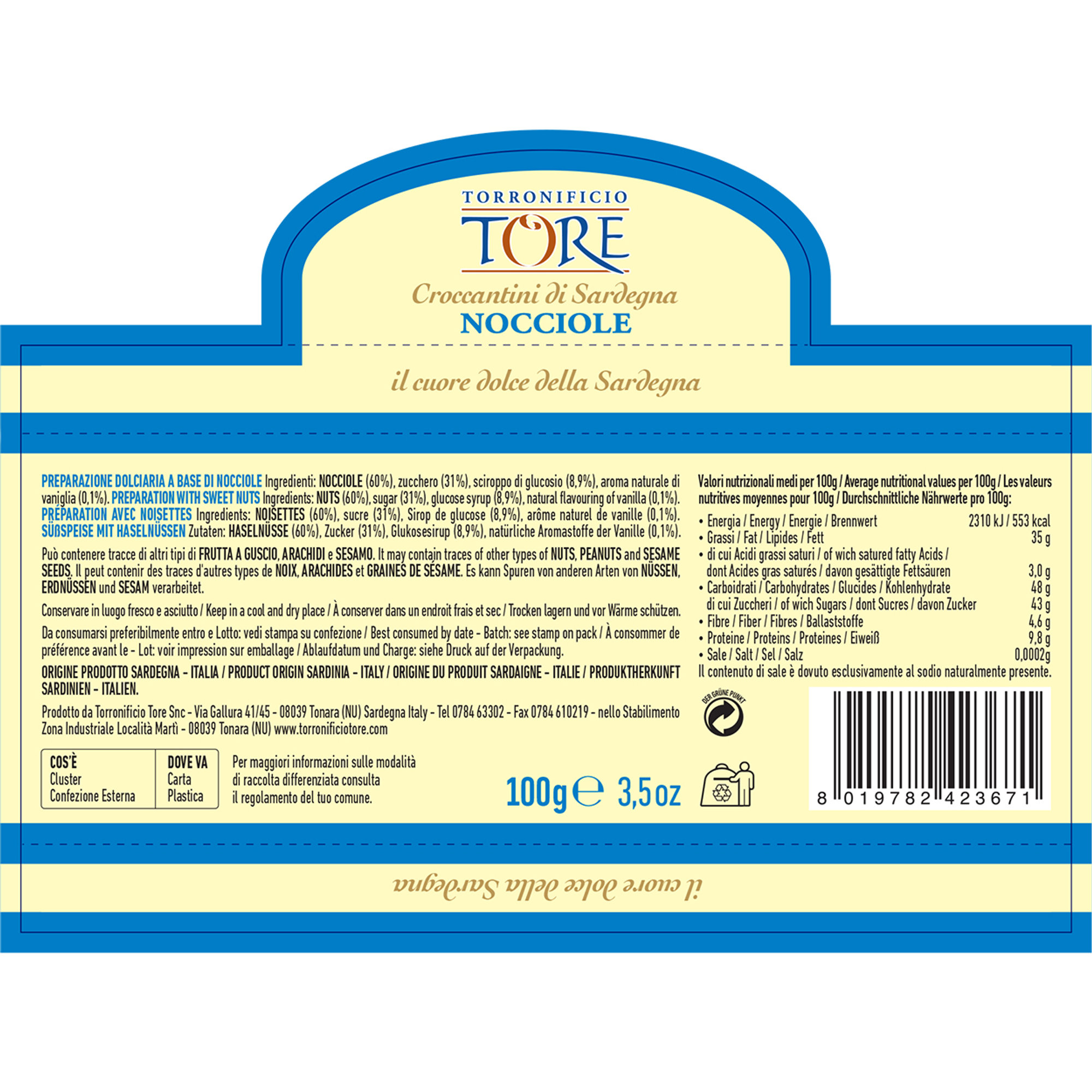 10 confezioni - Croccanti alle Nocciole 100 gr Torronificio Tore vista1