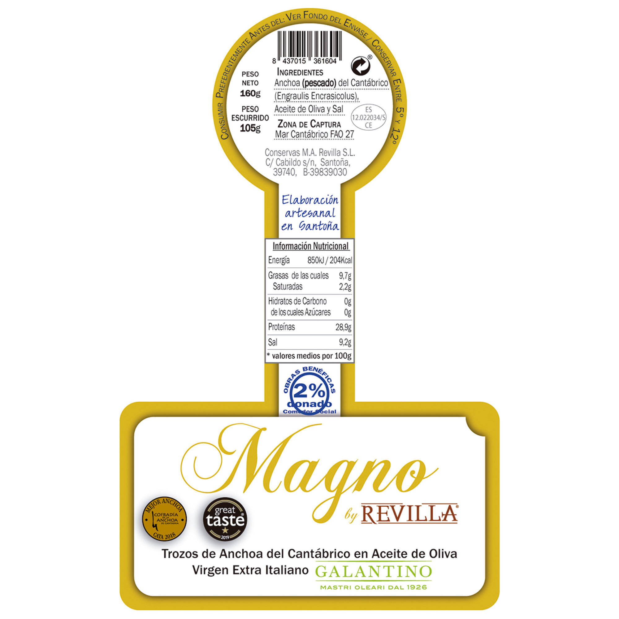 6 barattoli - "Trozos" di acciughe del Cantabrico in olio EVO 160 gr Magno vista1
