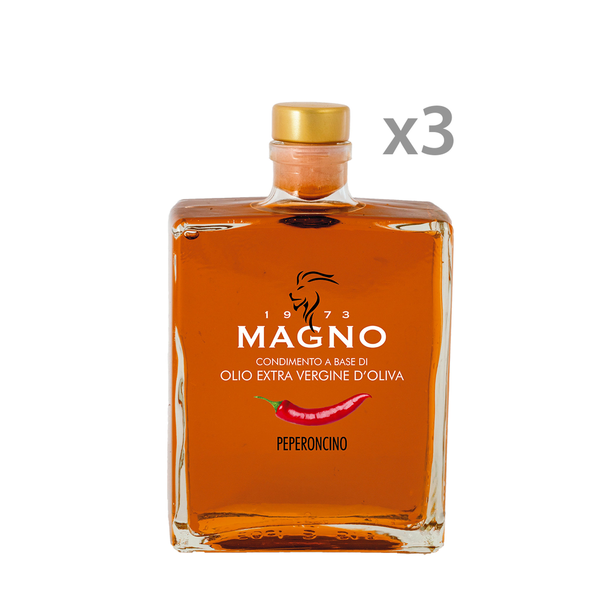 3 bottiglie - Condimento a Base di Olio EVO al Peperoncino 50 cl Magno vista0