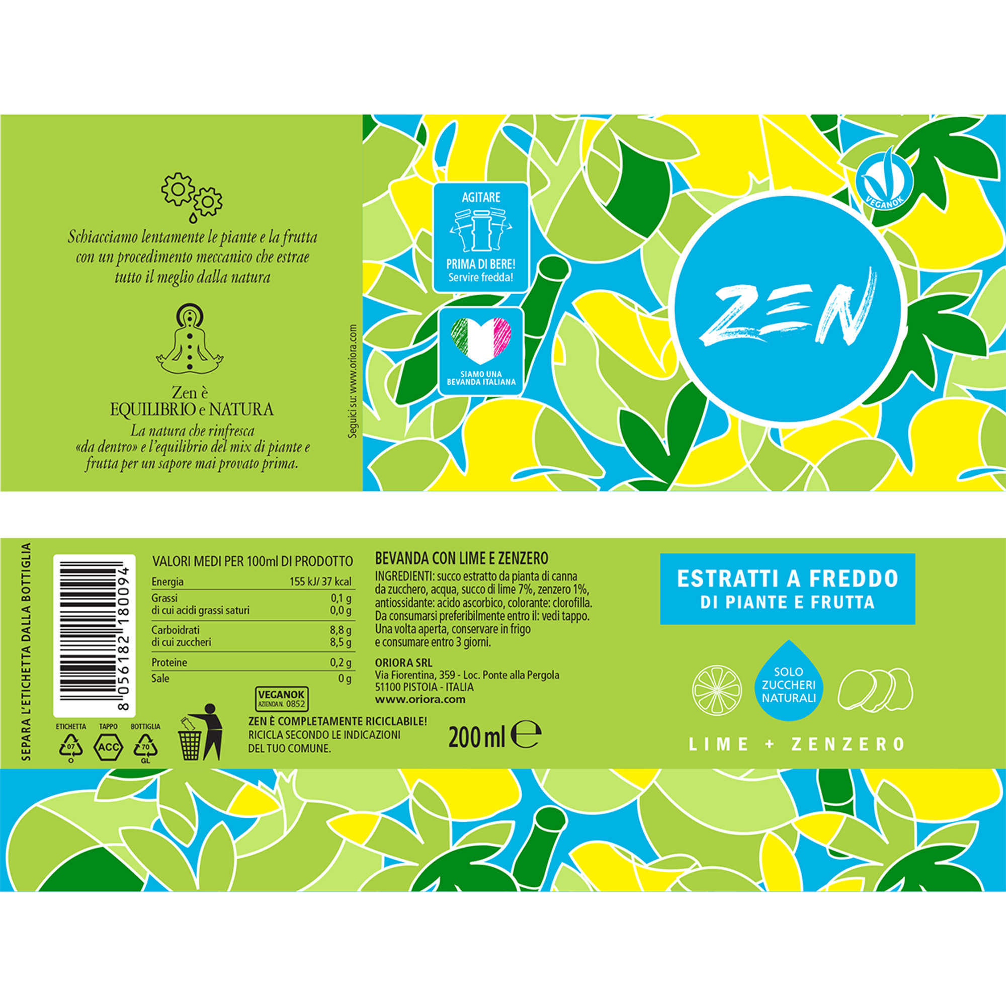 6 Estratti "ZEN" Lime e Zenzero 200 ml OriOra vista1