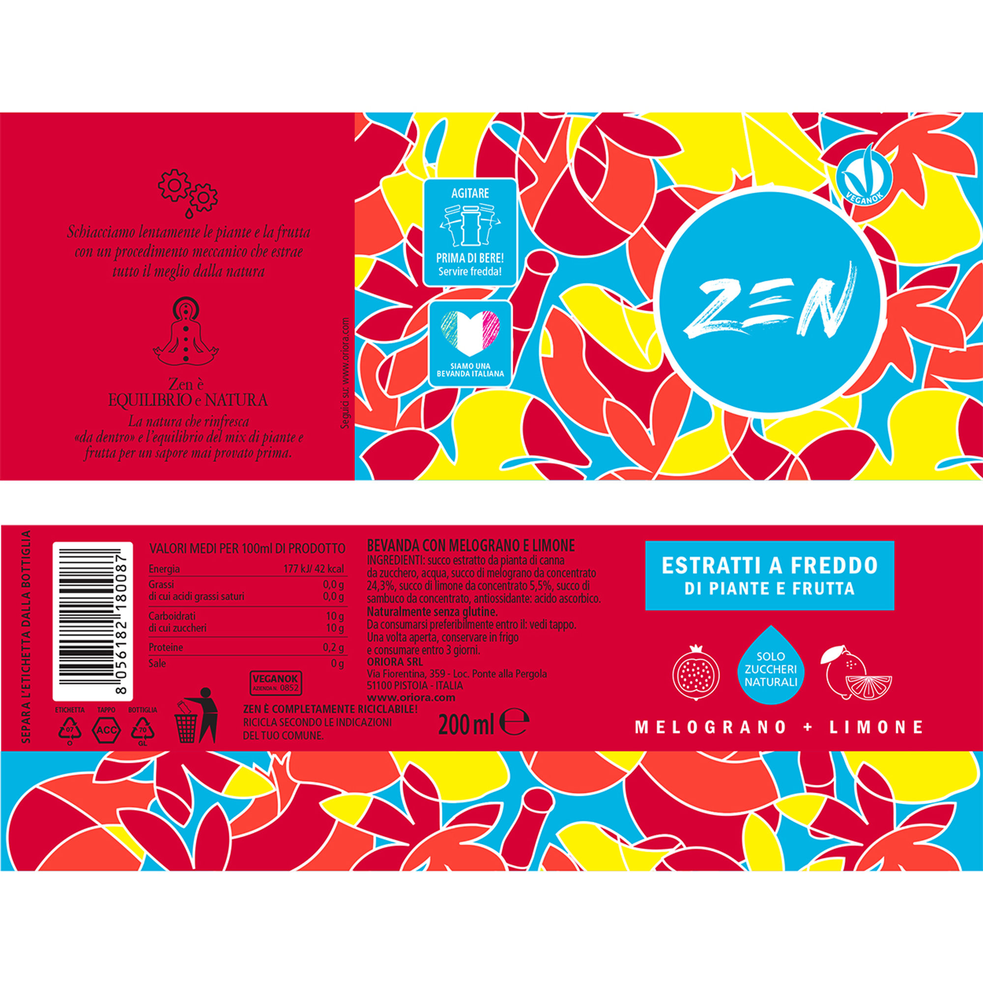 6 Estratti "ZEN" misti 200 ml: 2 Ribes e Limone, 2 Melograno e Limone, 2 Mango e Pepe OriOra vista4