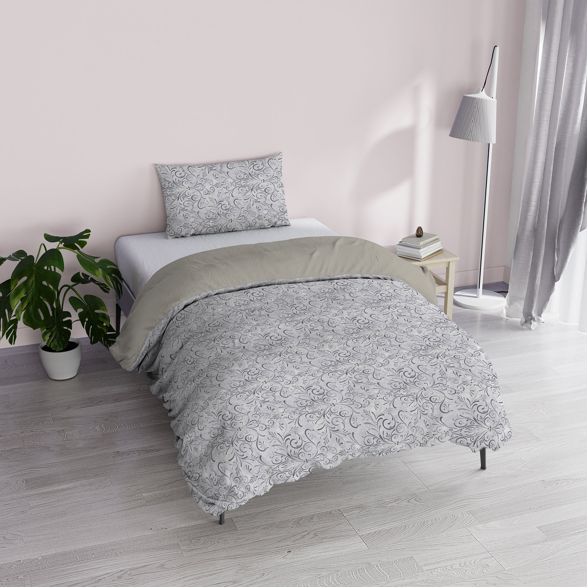 Parure copripiumino + federe Fantasy - ornato grigio DATEX vista0