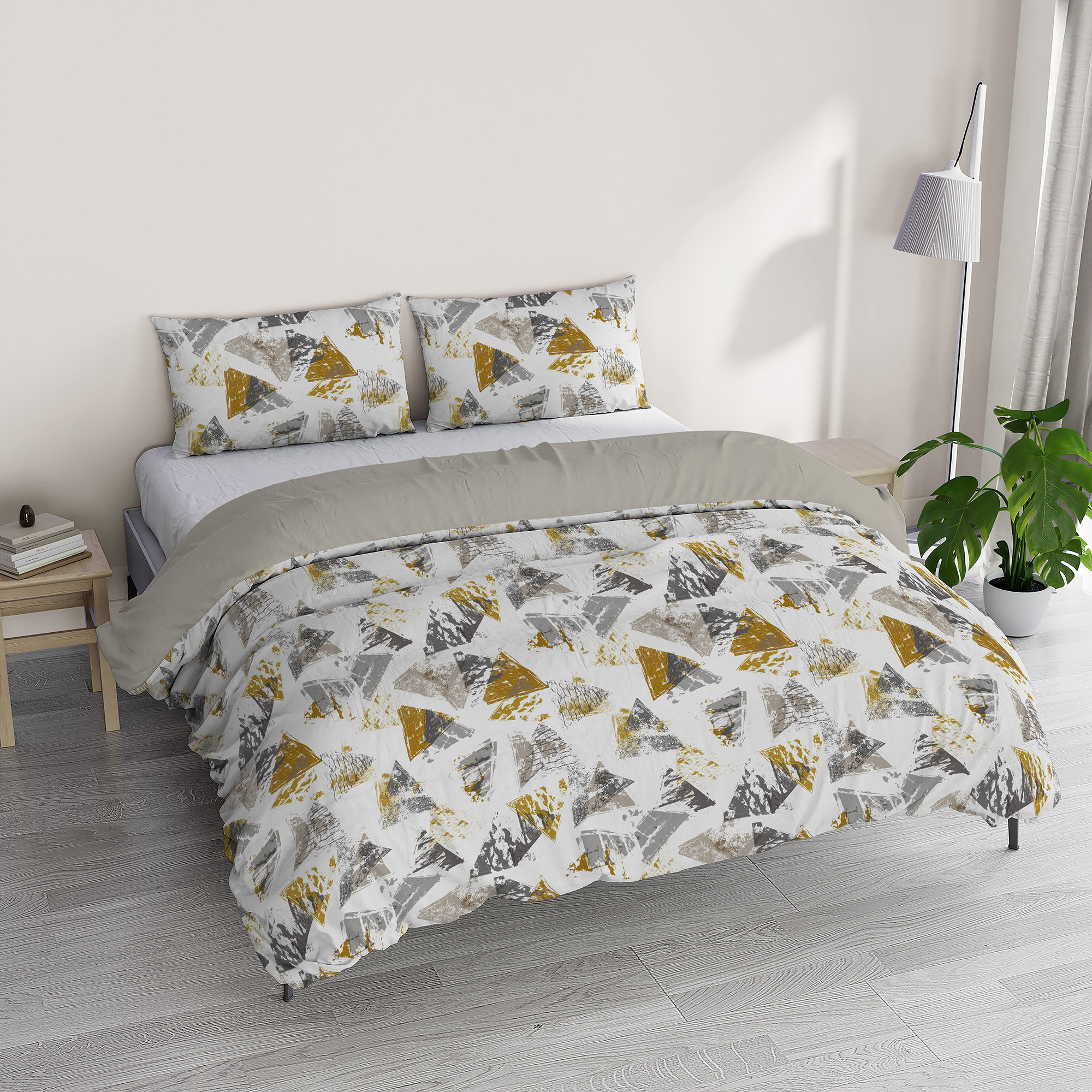 Parure housse de couette et taies d'oreiller tendance Jaune urbain DATEX vista0