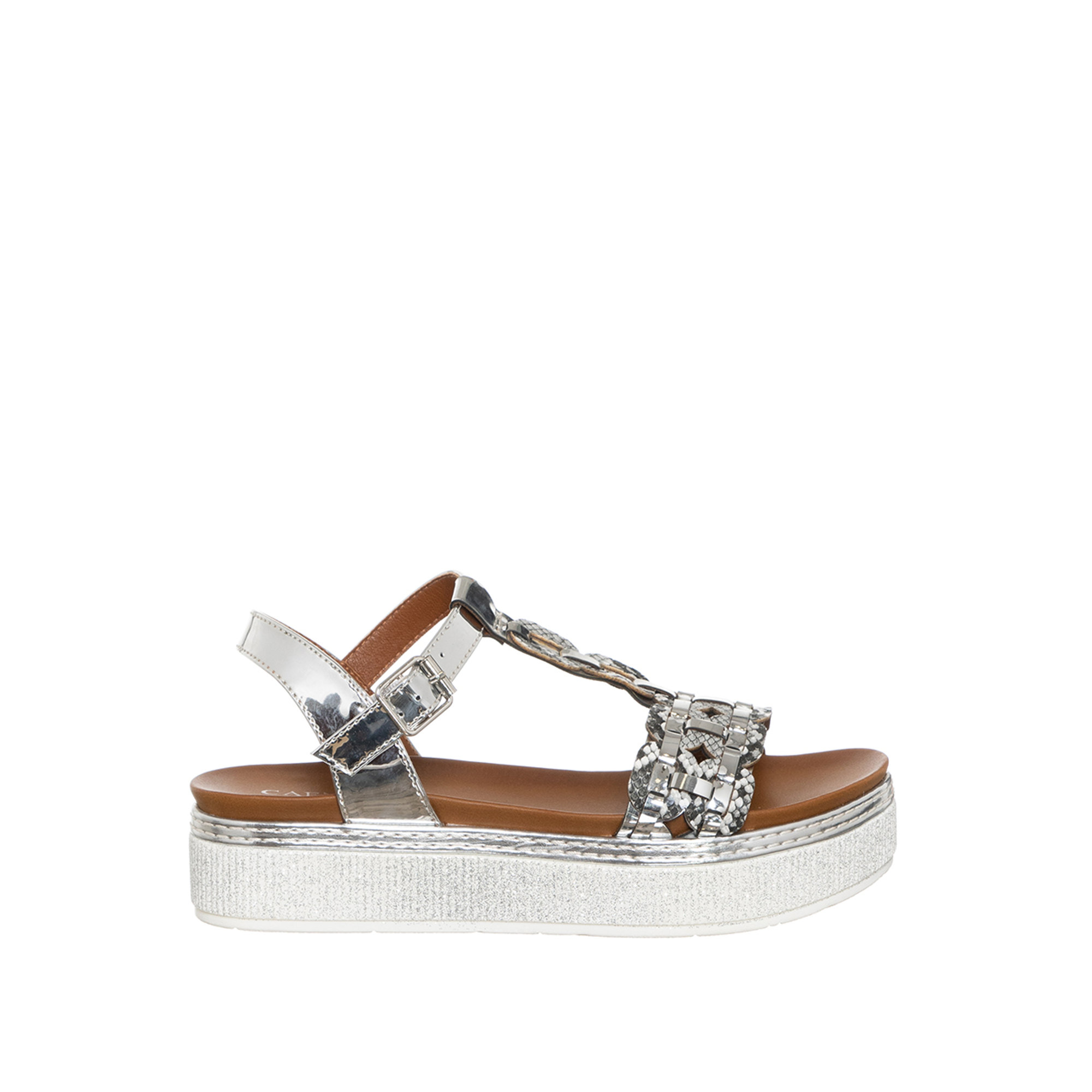 Sandali t-strap con dettagli pitone roccia CafèNoir  vista1
