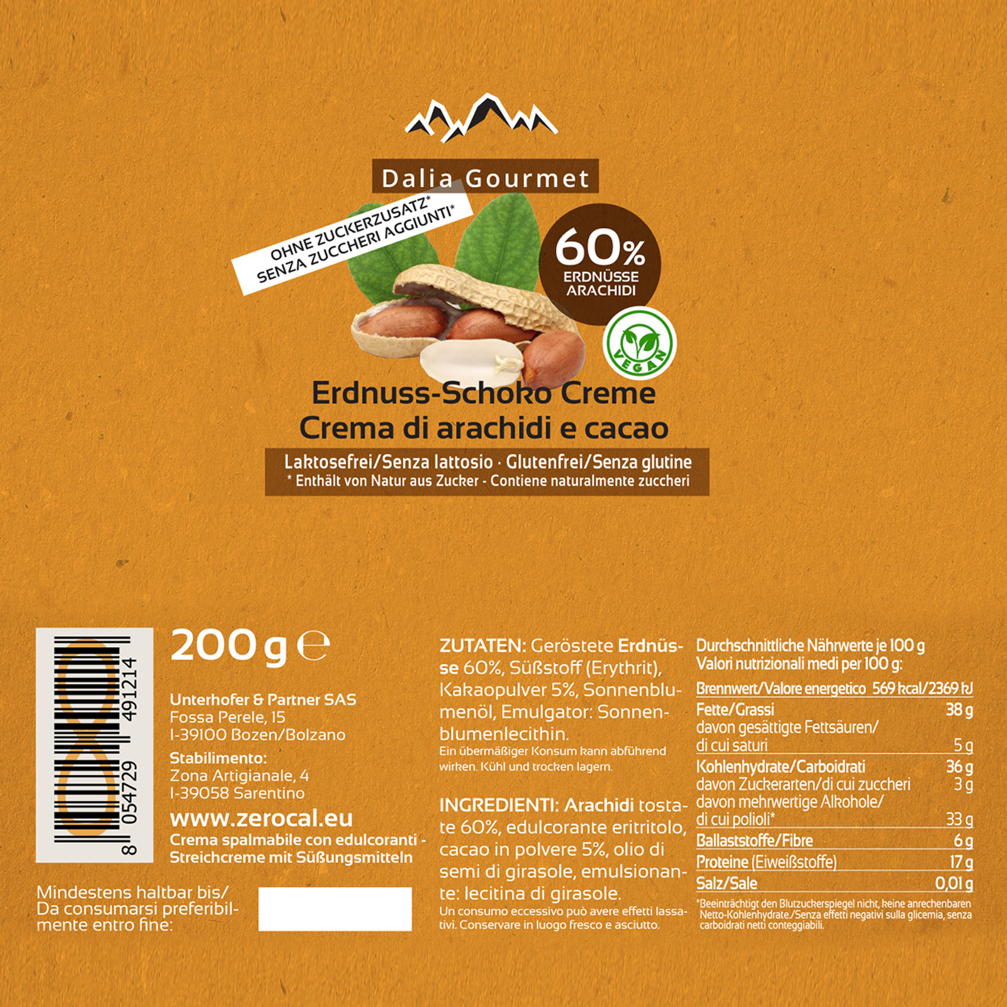 4 vasetti - Crema di Arachidi e Cacao 200 gr Zero Cal vista1