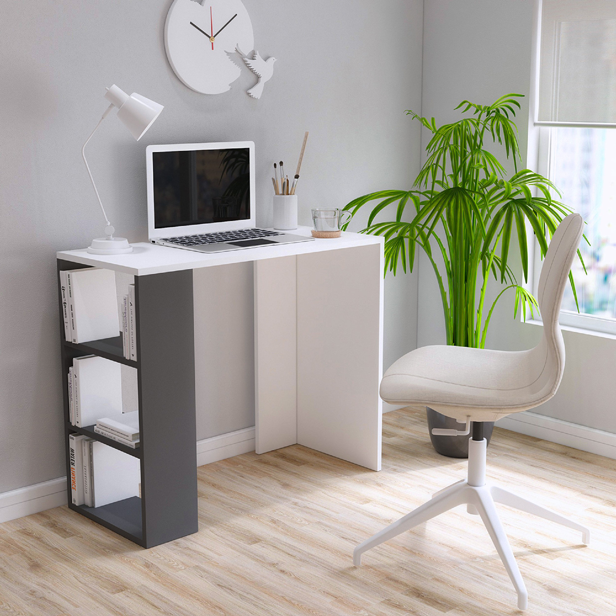 Scrivania Rosa, bianco/antracite Home&Office vista1